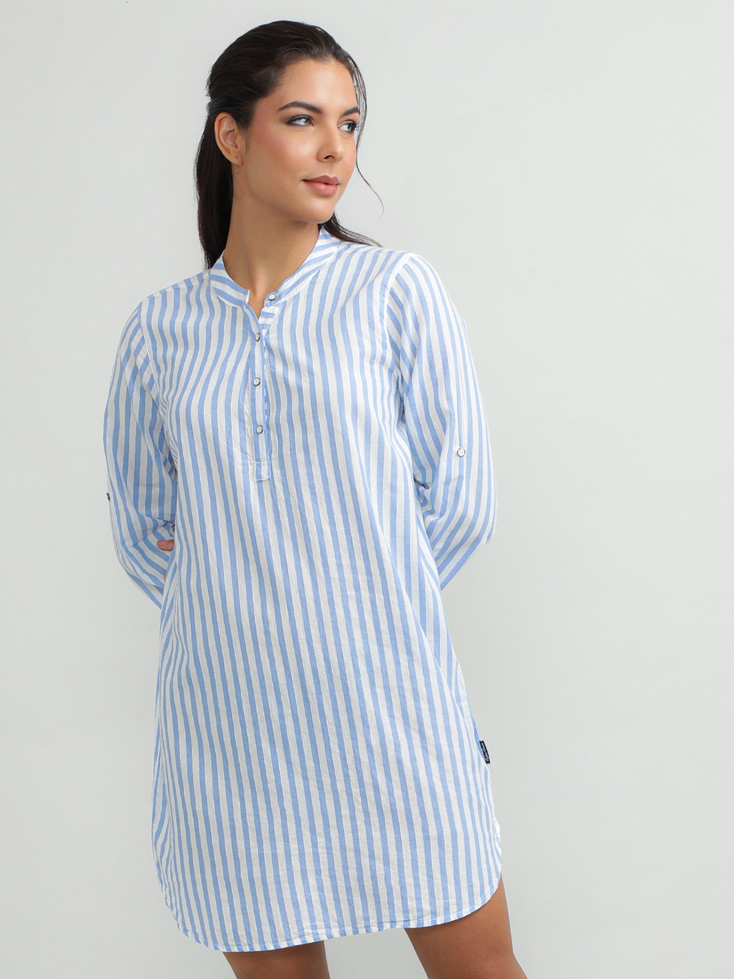 Women Cotton Blue Summer Dress