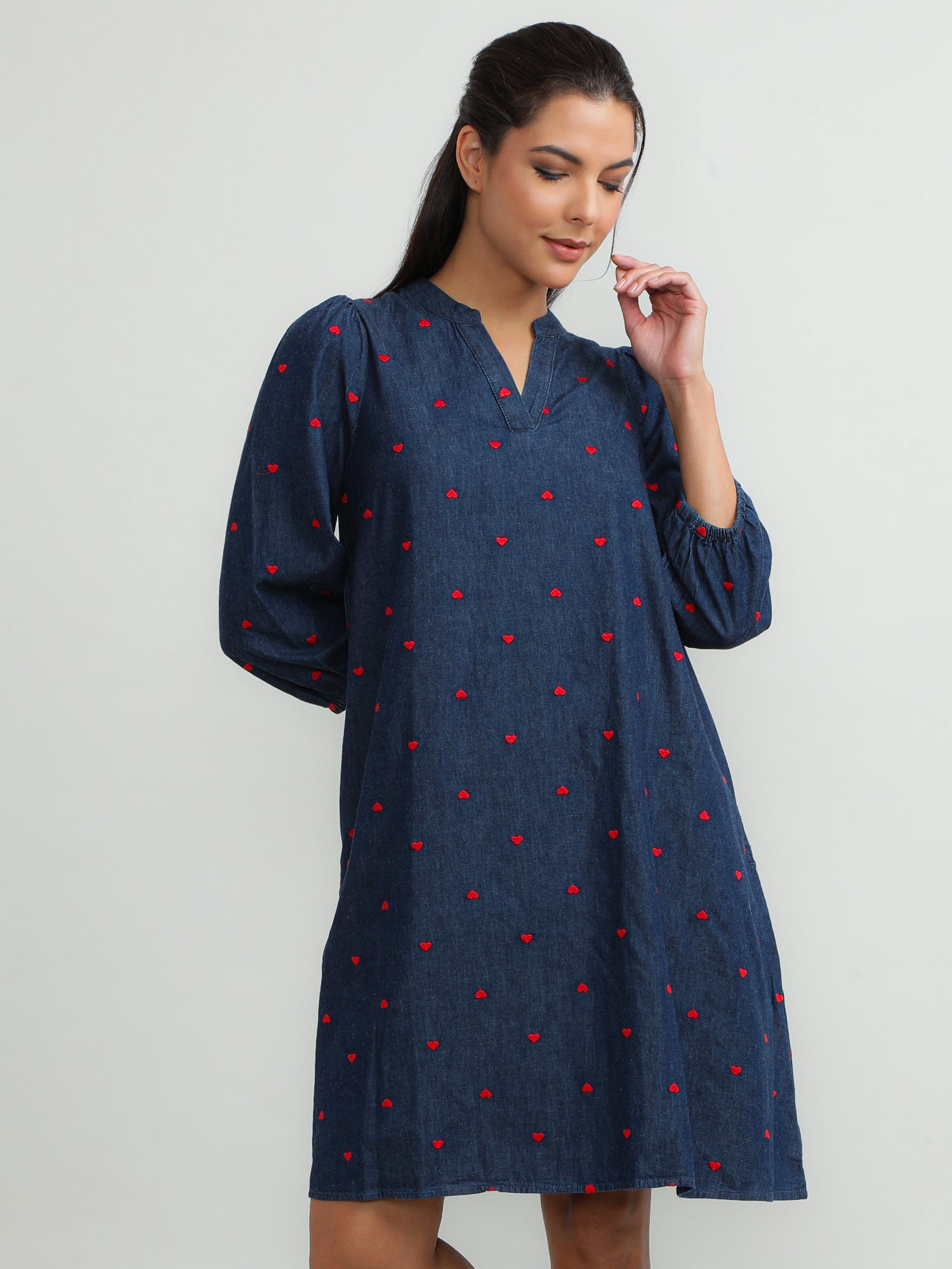 Women Cotton Navy Timeless Dress