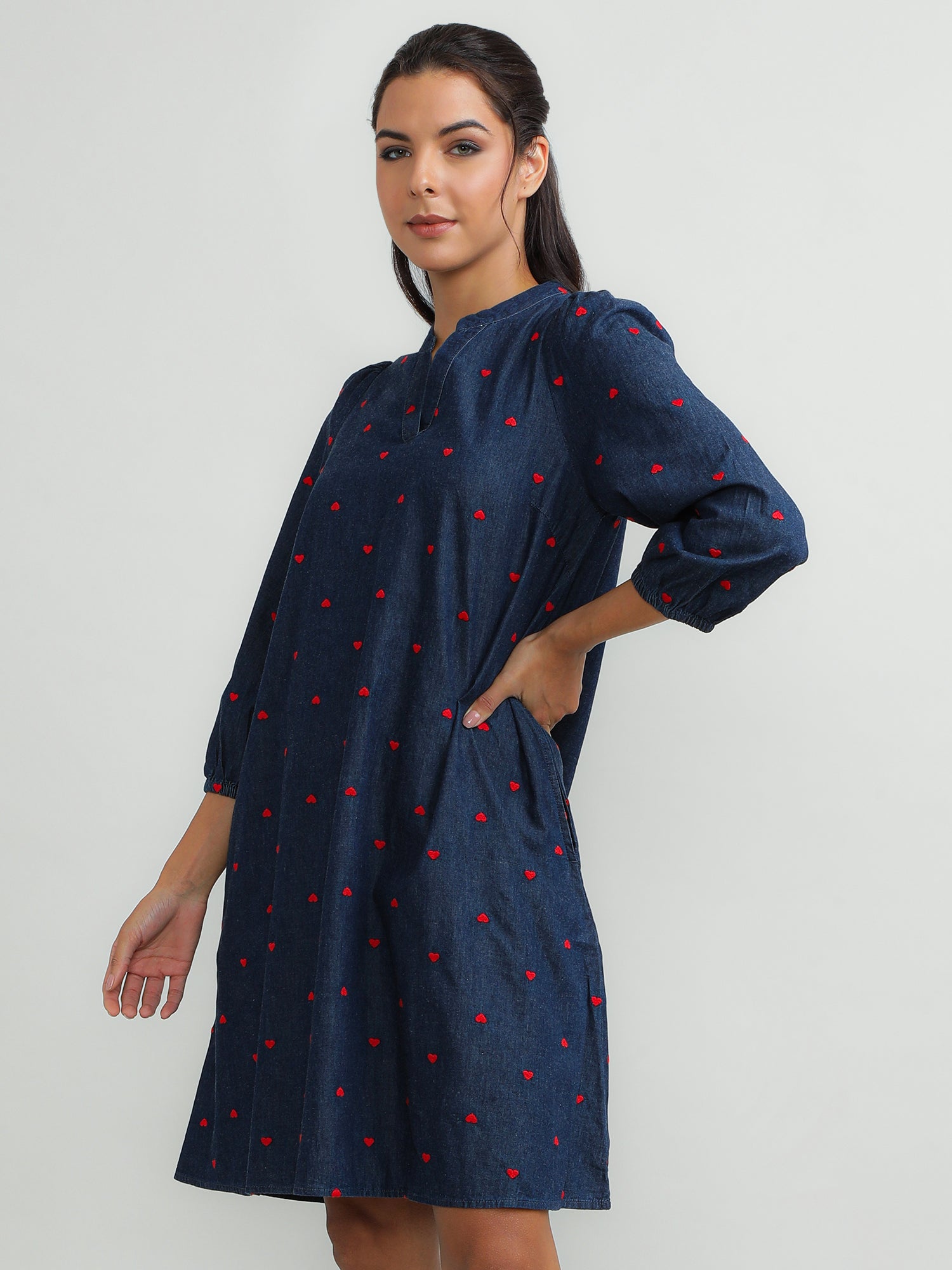 Women Cotton Navy Timeless Dress