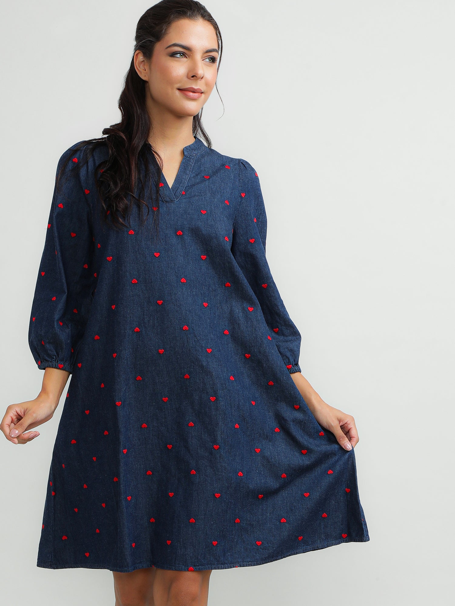 Women Cotton Navy Timeless Dress