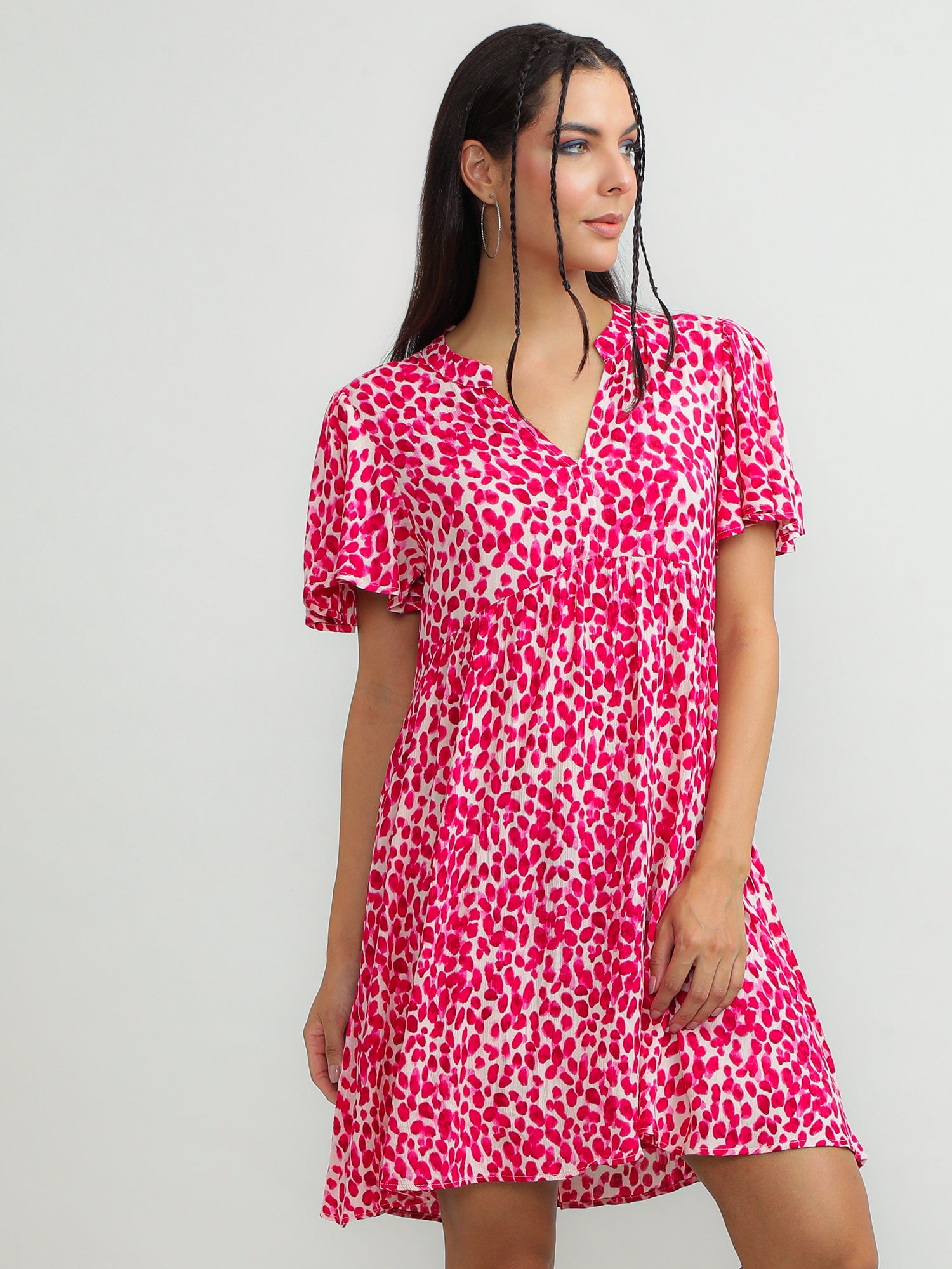 Women Viscose Pink Charming Dress