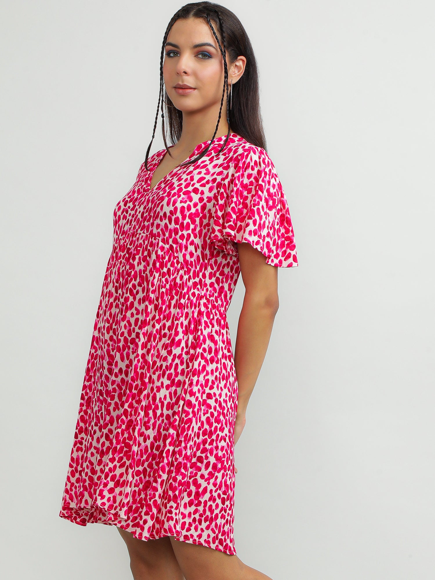 Women Viscose Pink Charming Dress