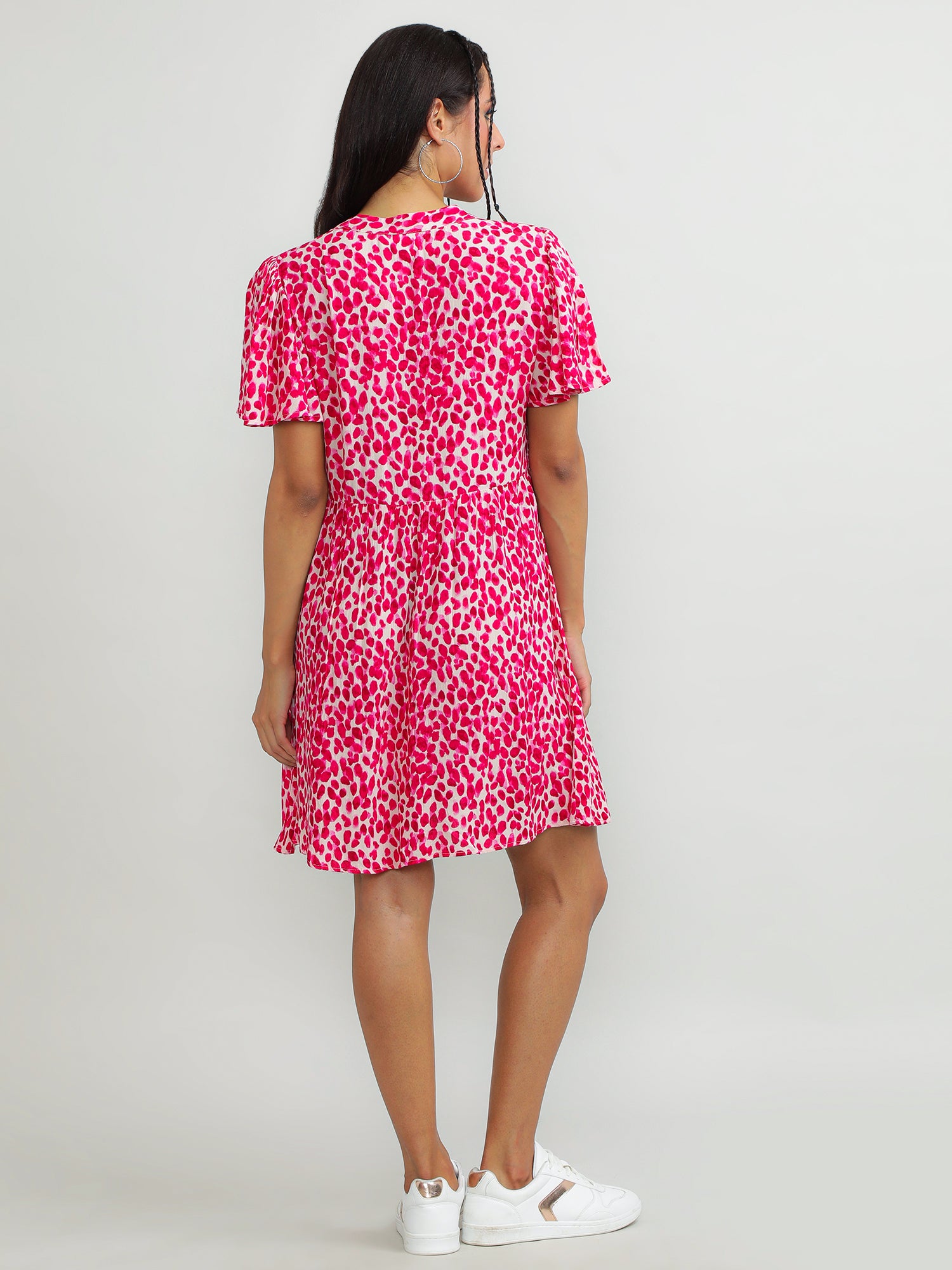 Women Viscose Pink Charming Dress