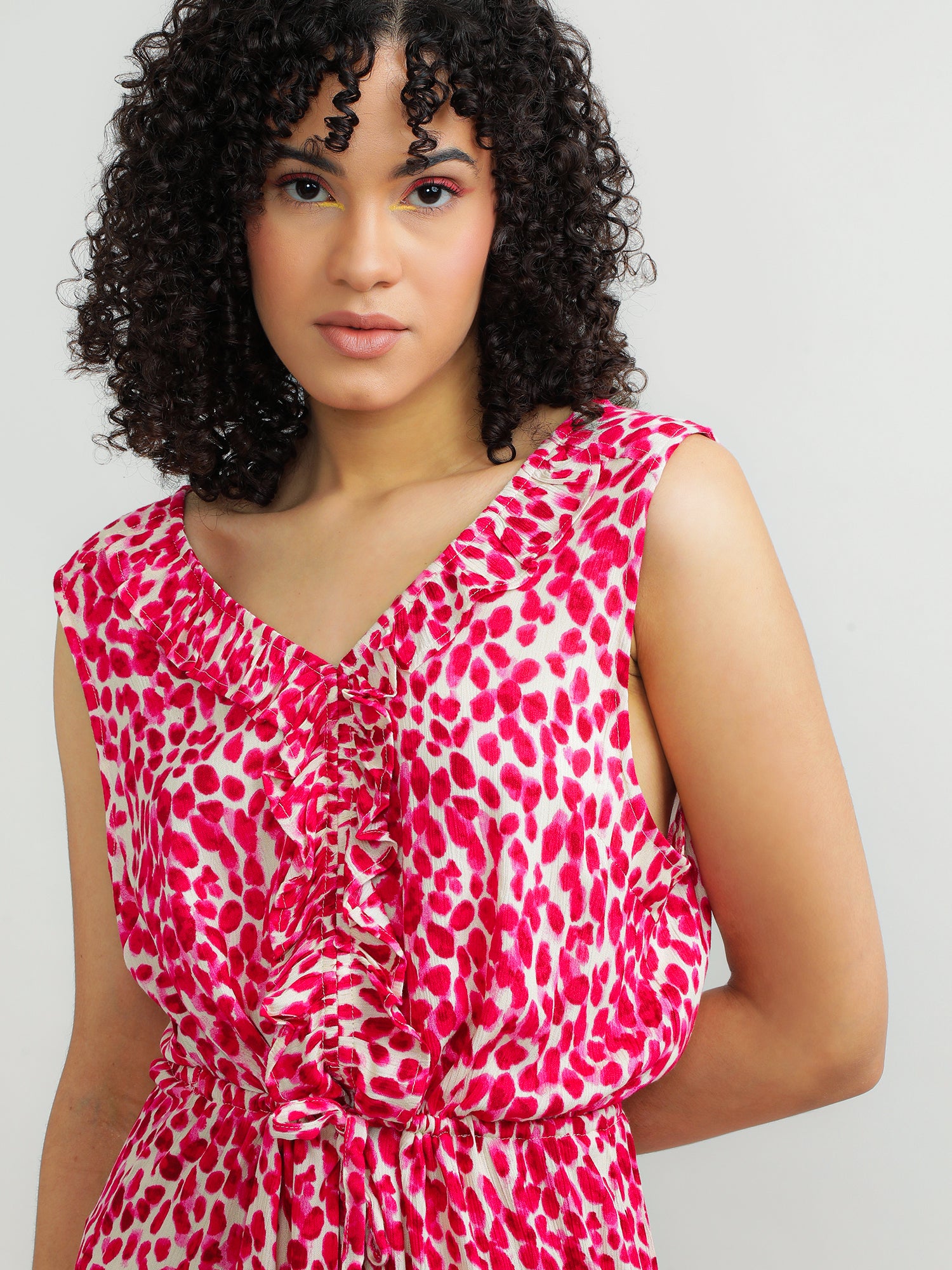 Women Viscose Pink Floral Dress