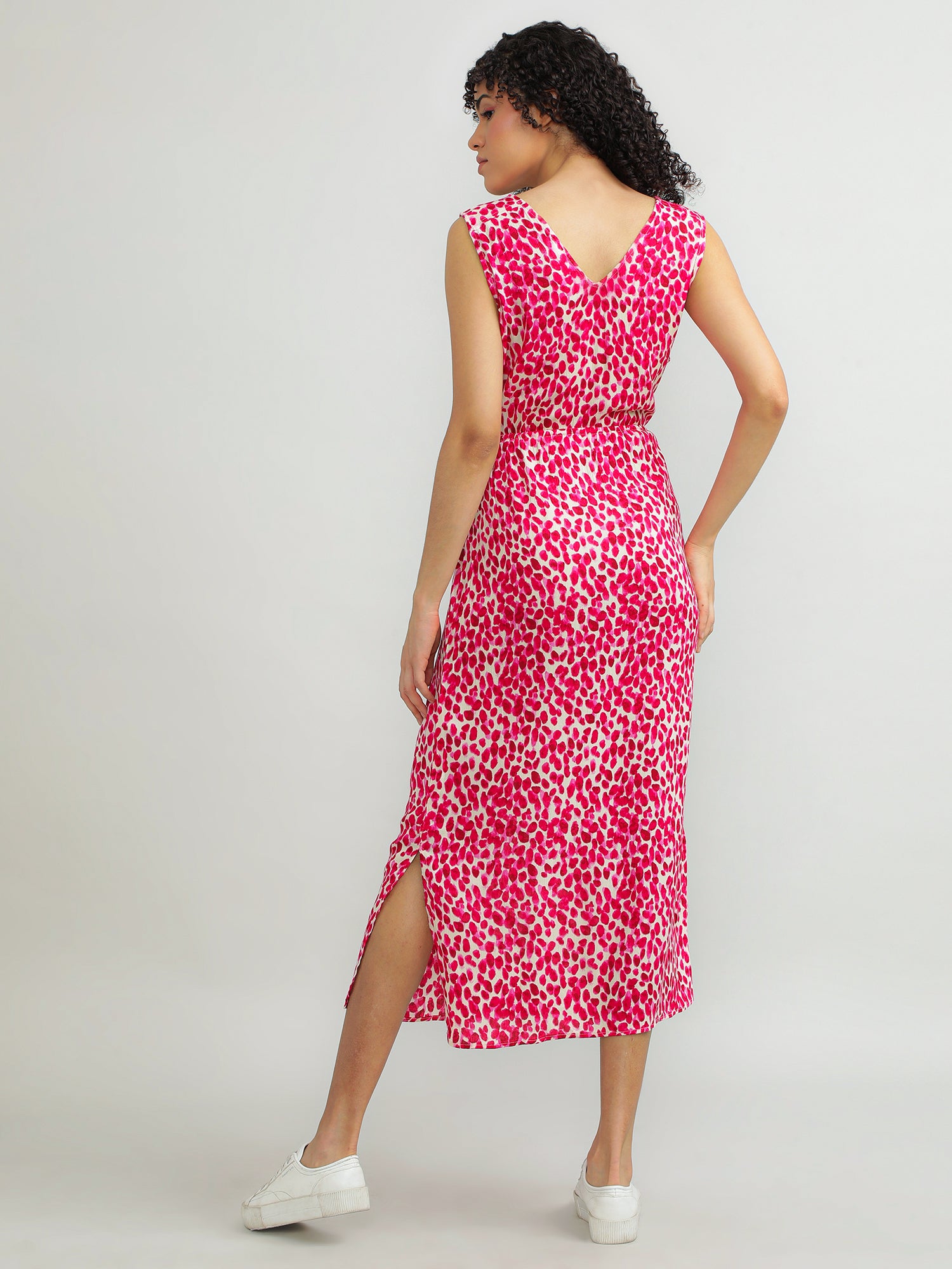 Women Viscose Pink Floral Dress