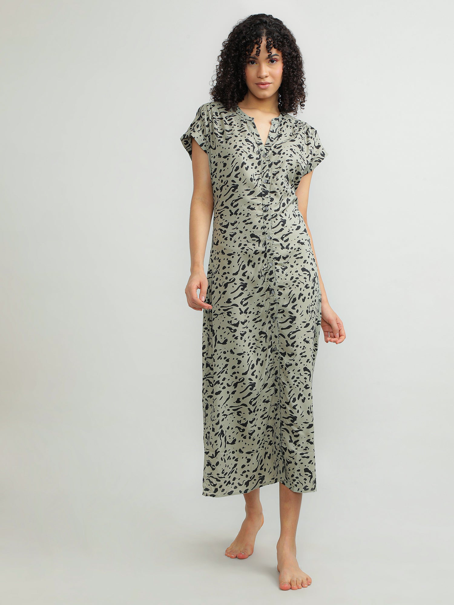 Women Viscose Olive Breezy Dress