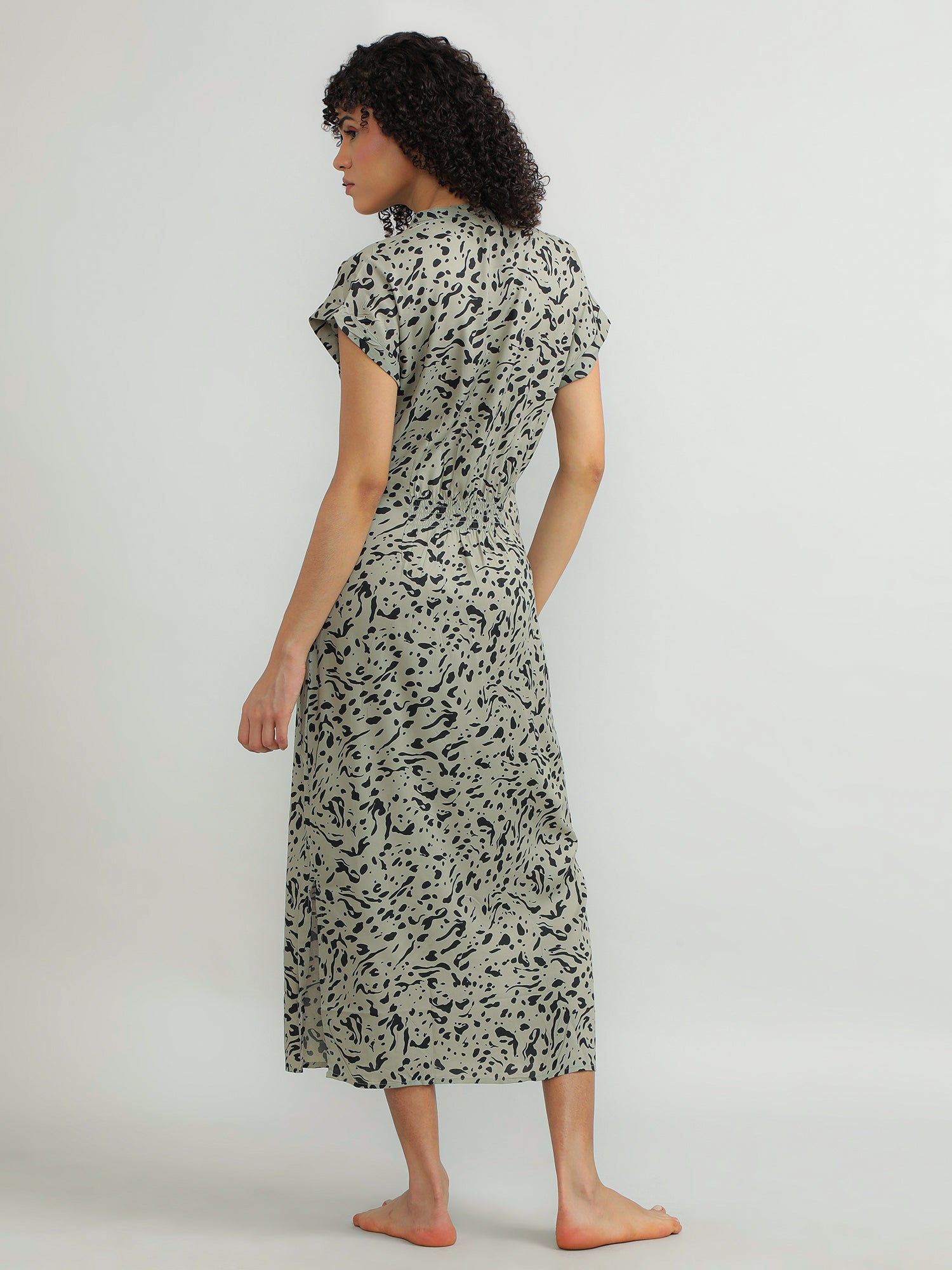 Women Viscose Olive Breezy Dress