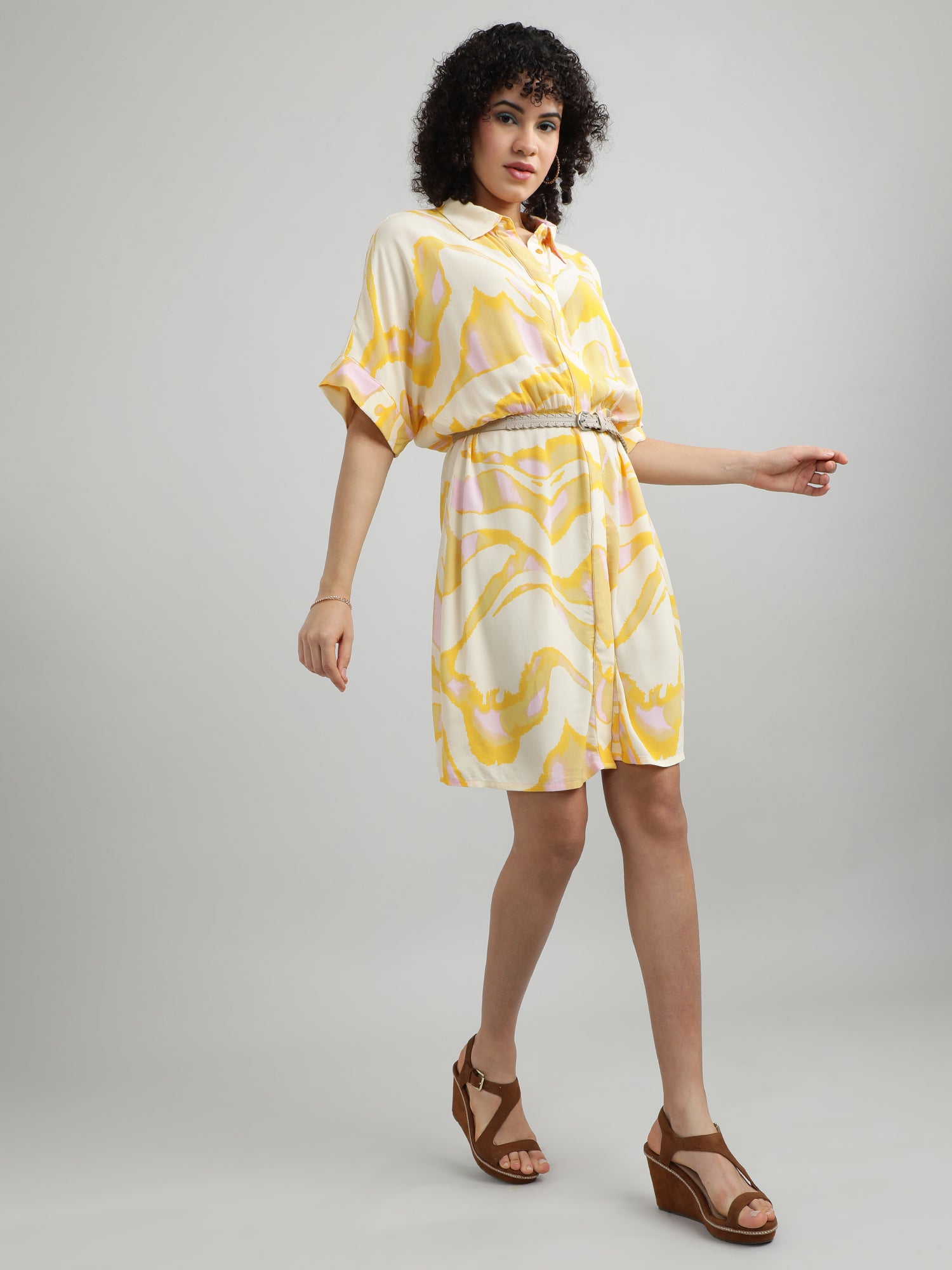 Women Viscose Yellow Bright Dress