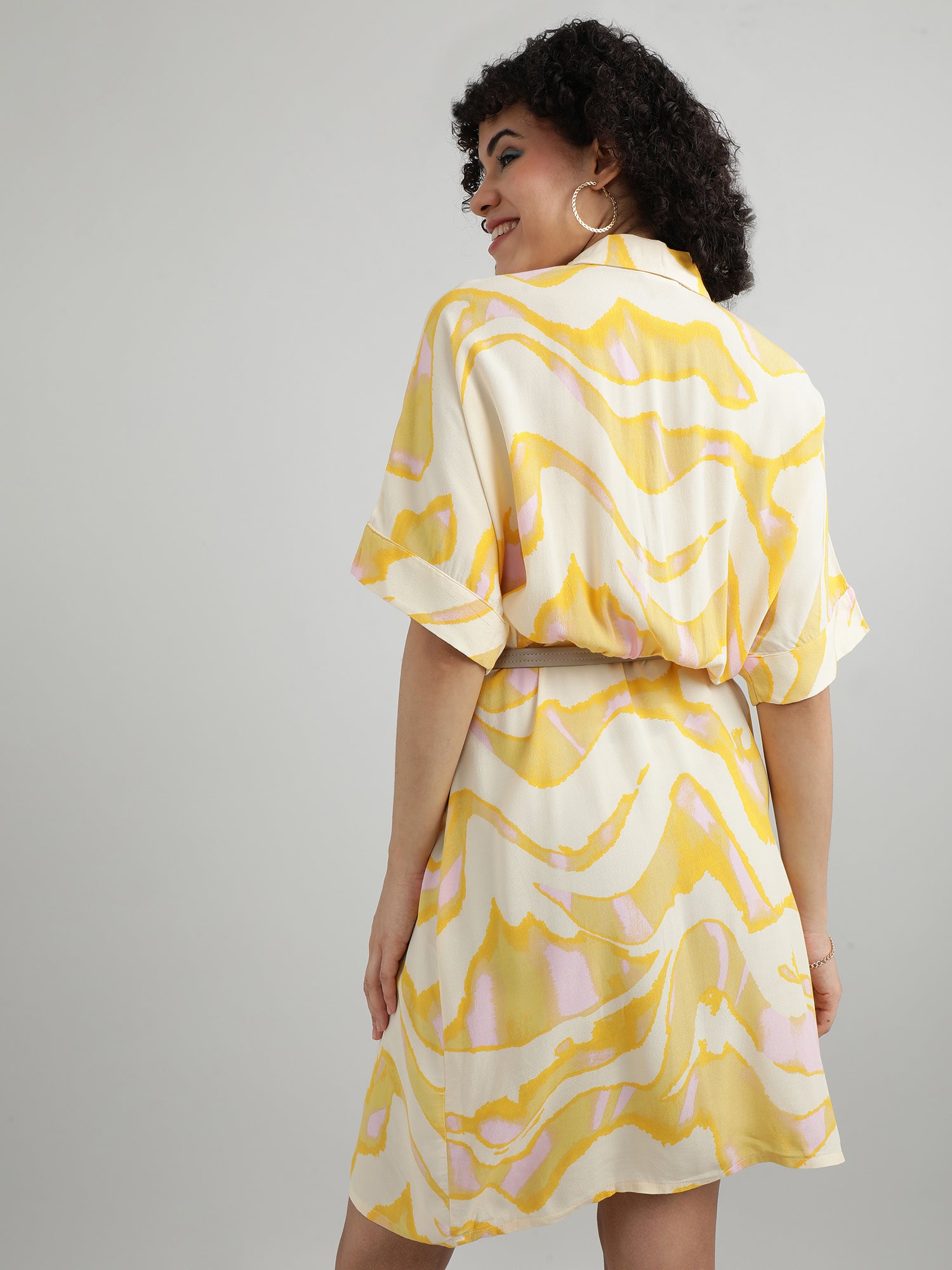 Women Viscose Yellow Bright Dress