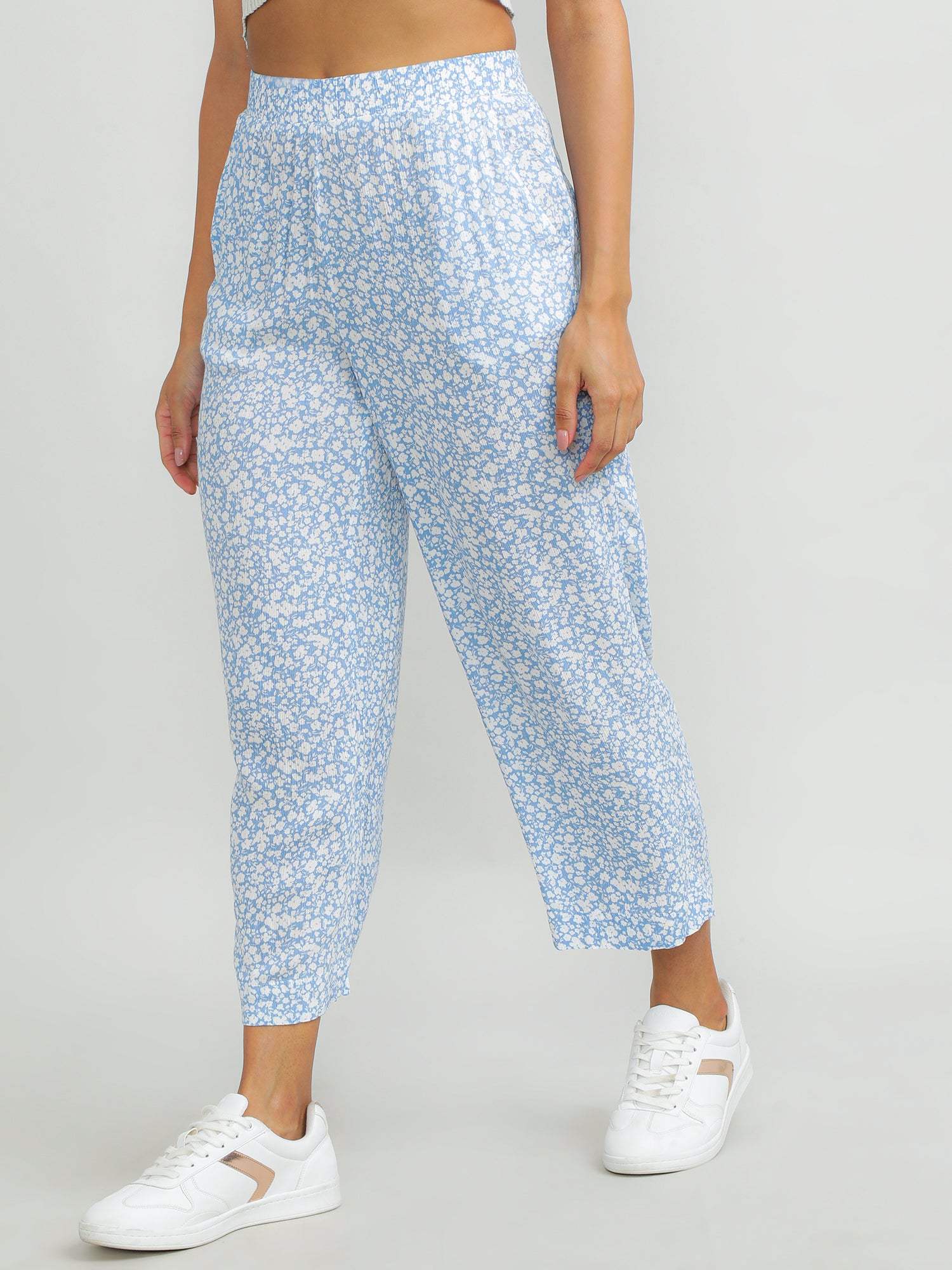 Women Viscose Blue Breezy Pants