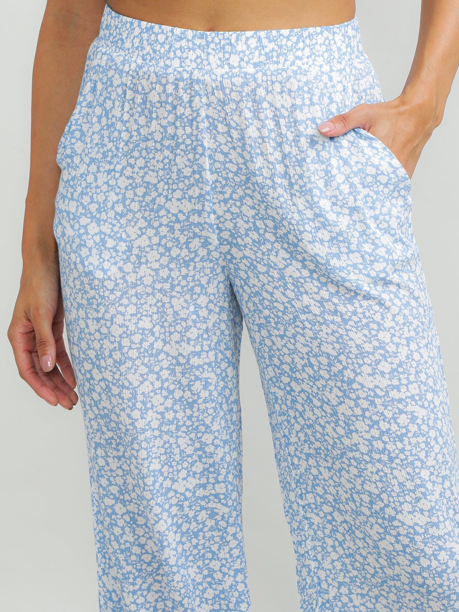 Women Viscose Blue Breezy Pants