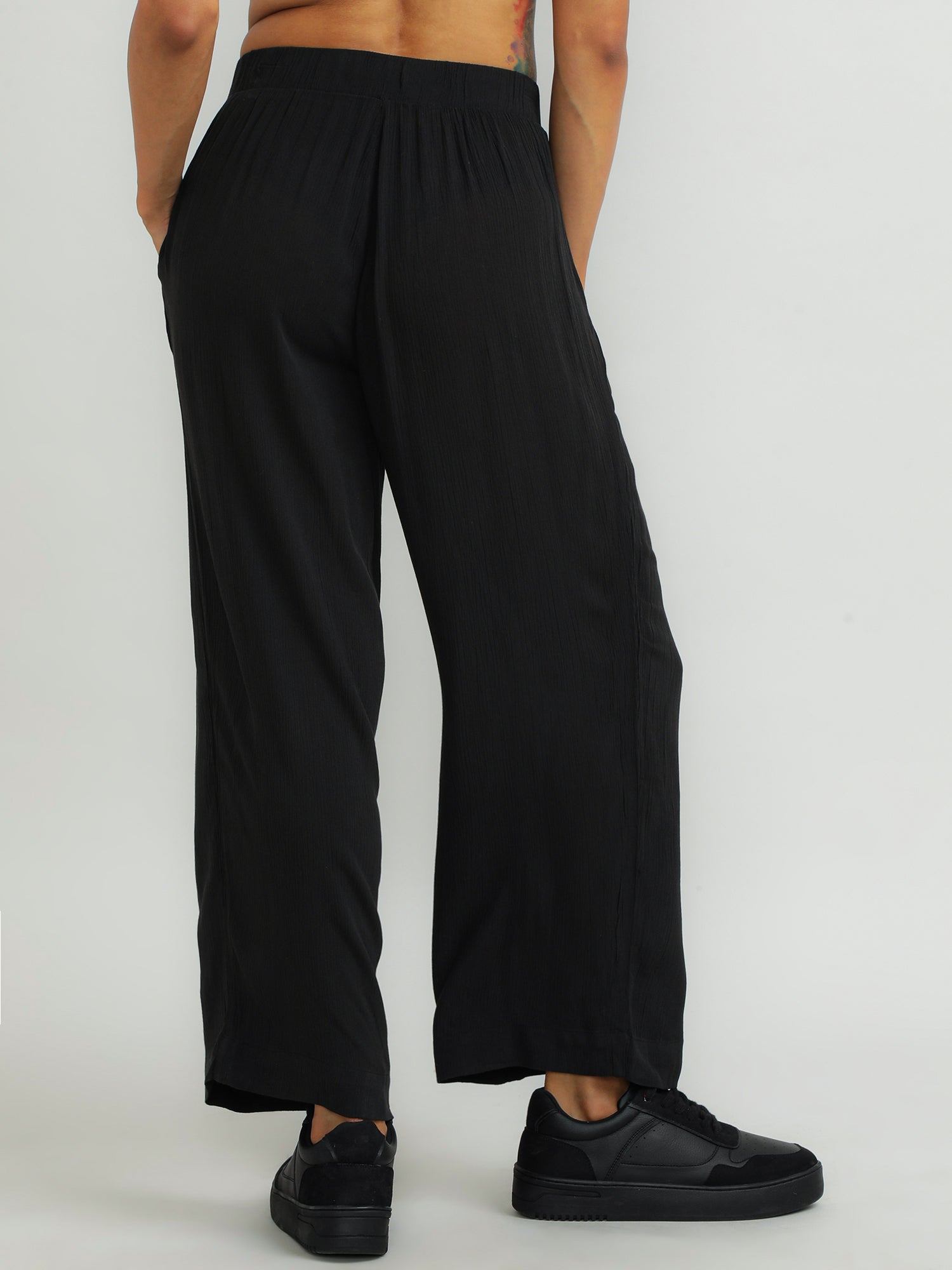 Women Viscose Black Straight Pants