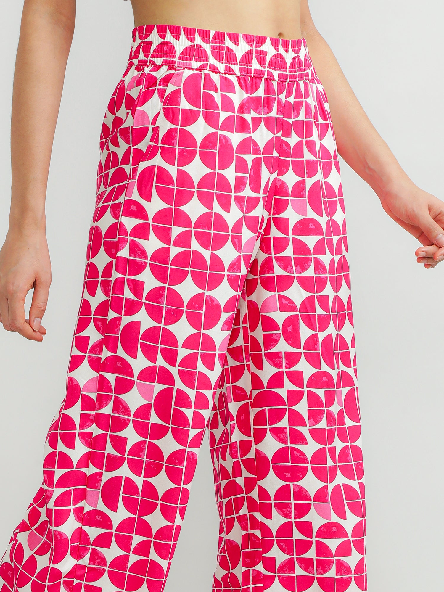 Women Viscose Pink Printed Pants