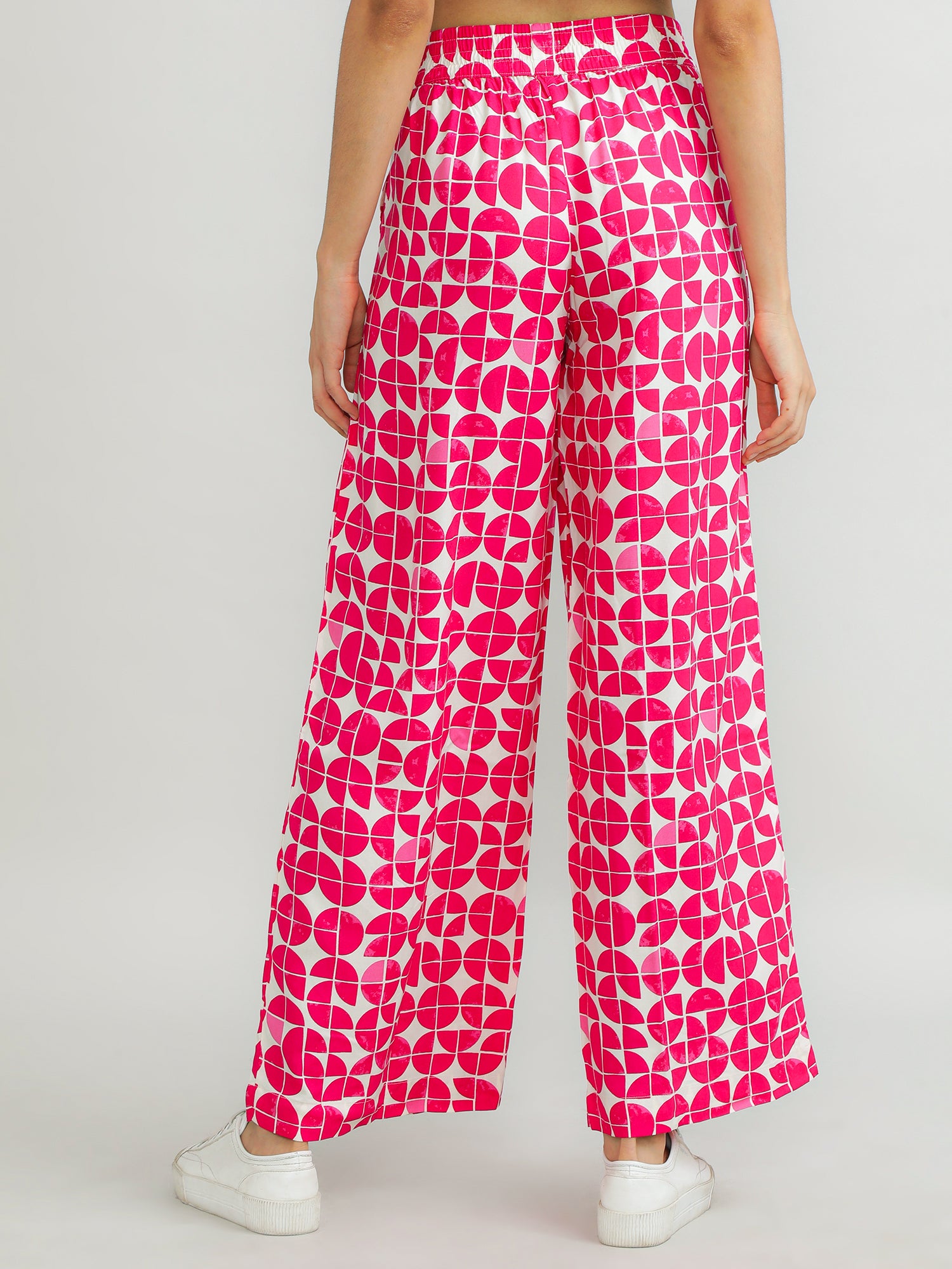 Women Viscose Pink Printed Pants