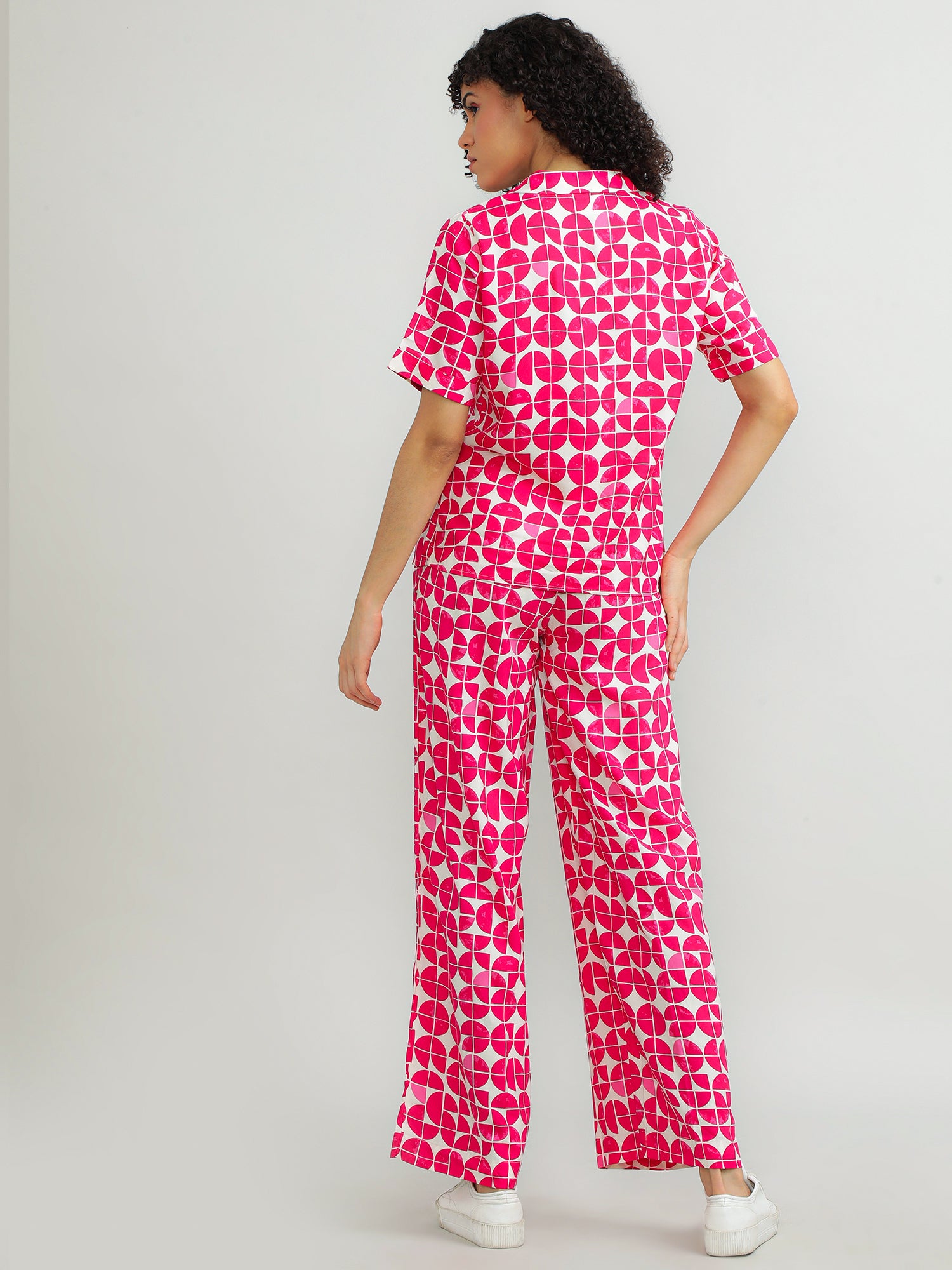 Women Viscose Pink Printed Pants