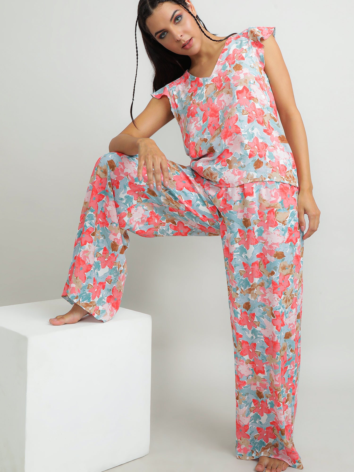 Women Viscose Pink Comfy Pants