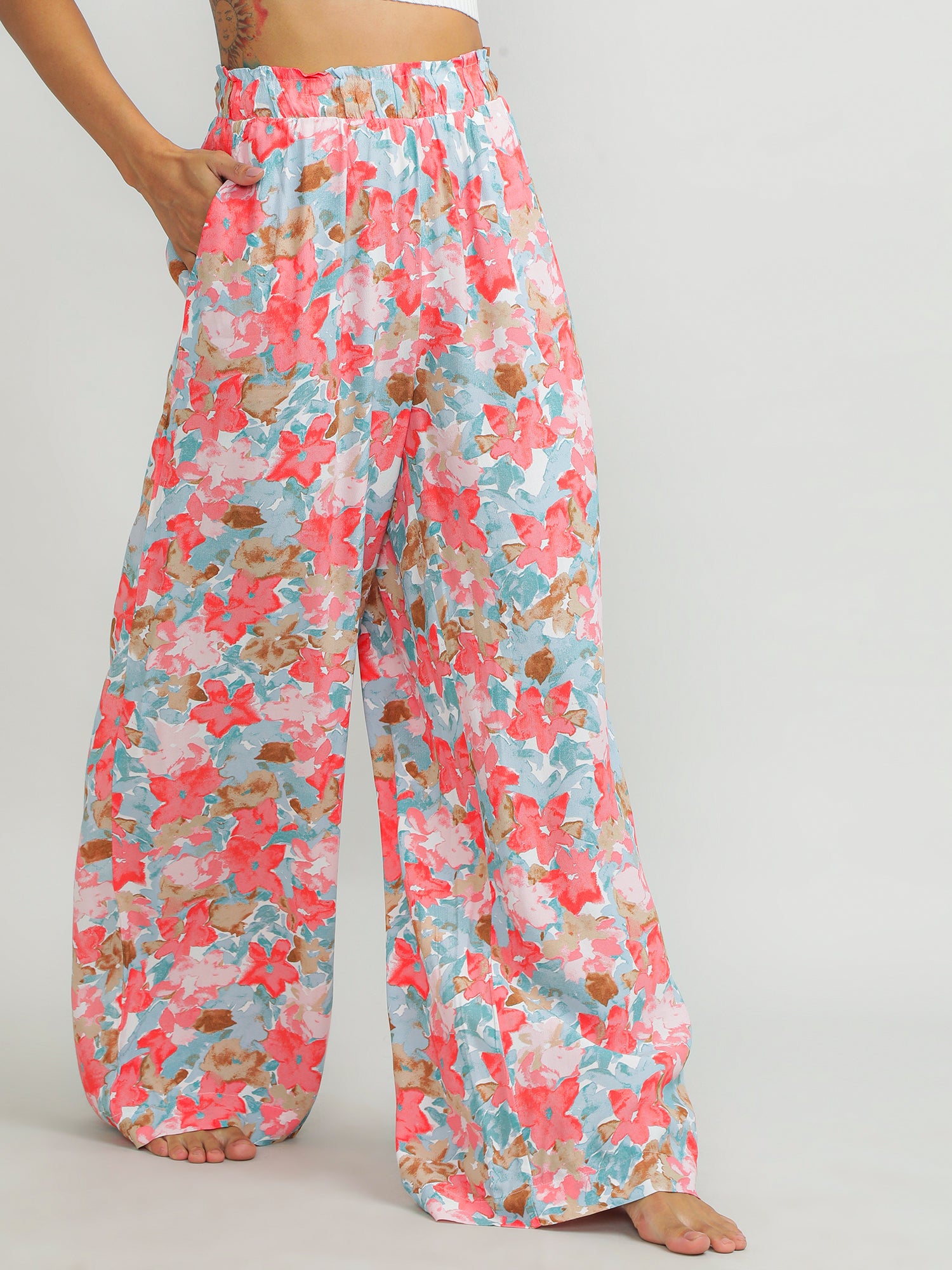 Women Viscose Pink Comfy Pants