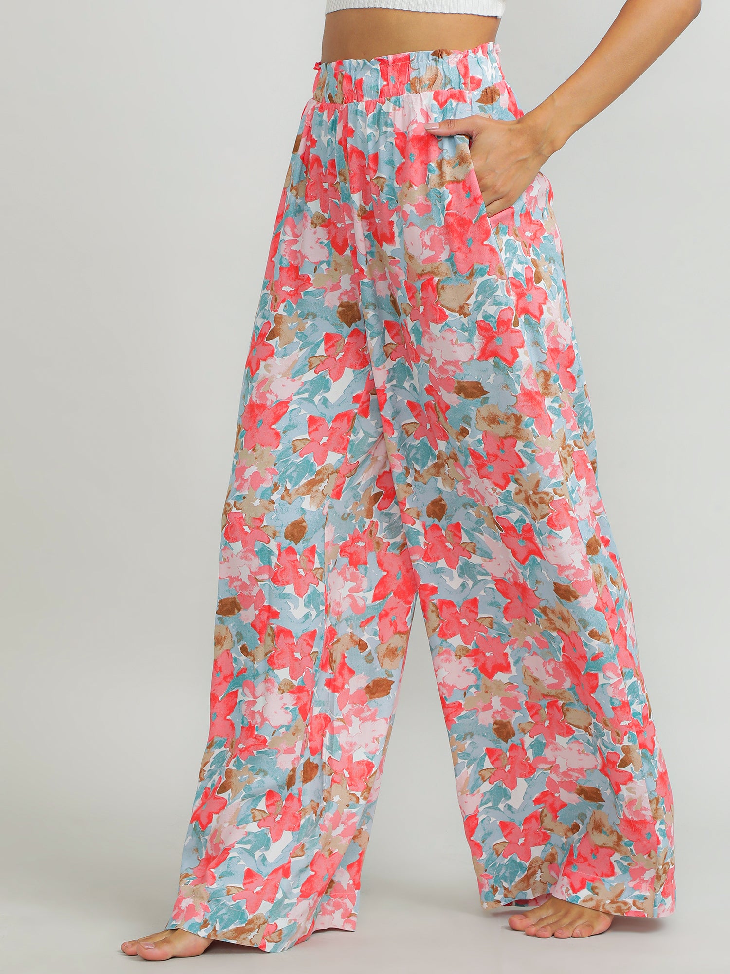 Women Viscose Pink Comfy Pants