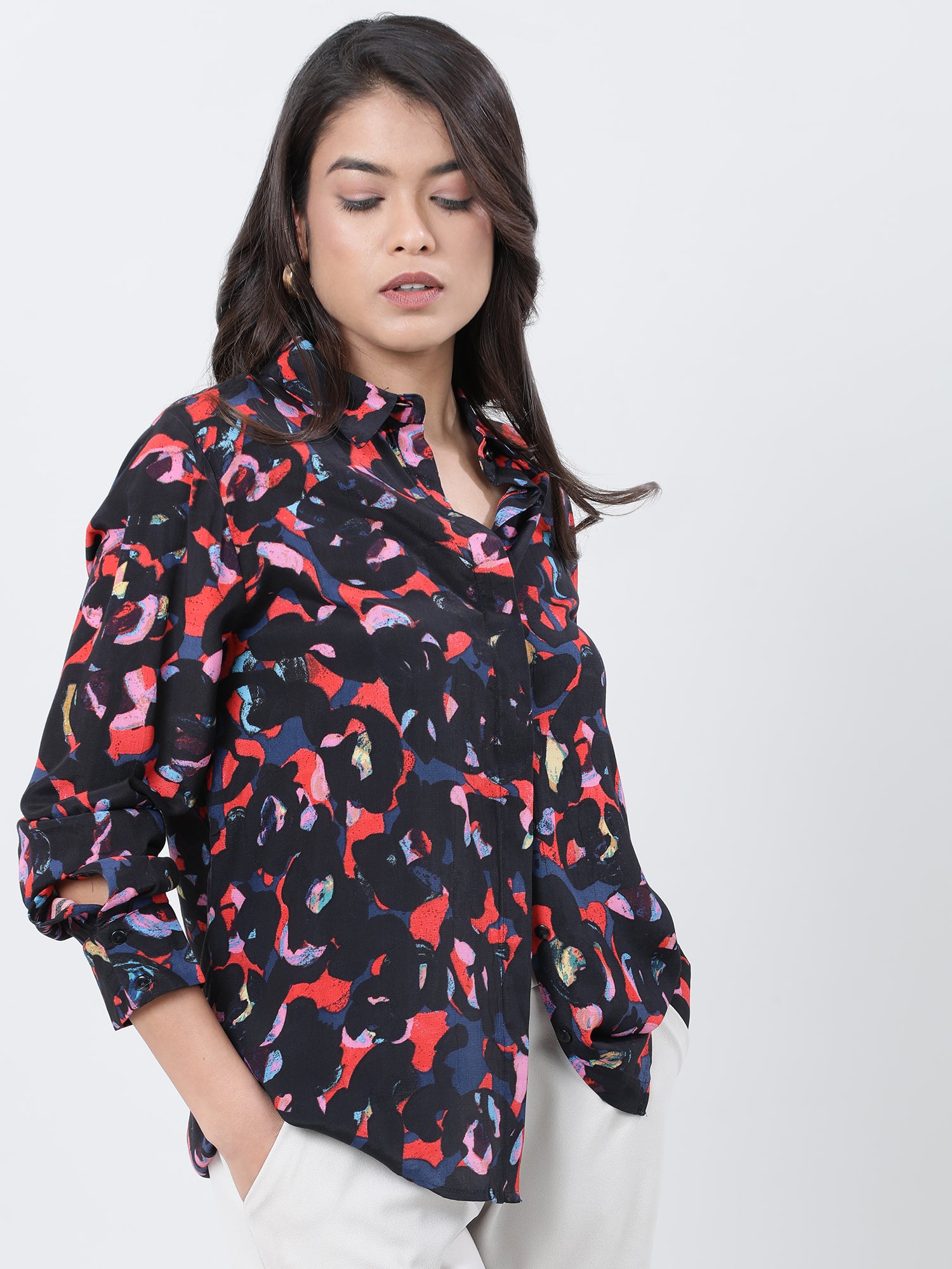 Women Viscose Navy Classic Shirt