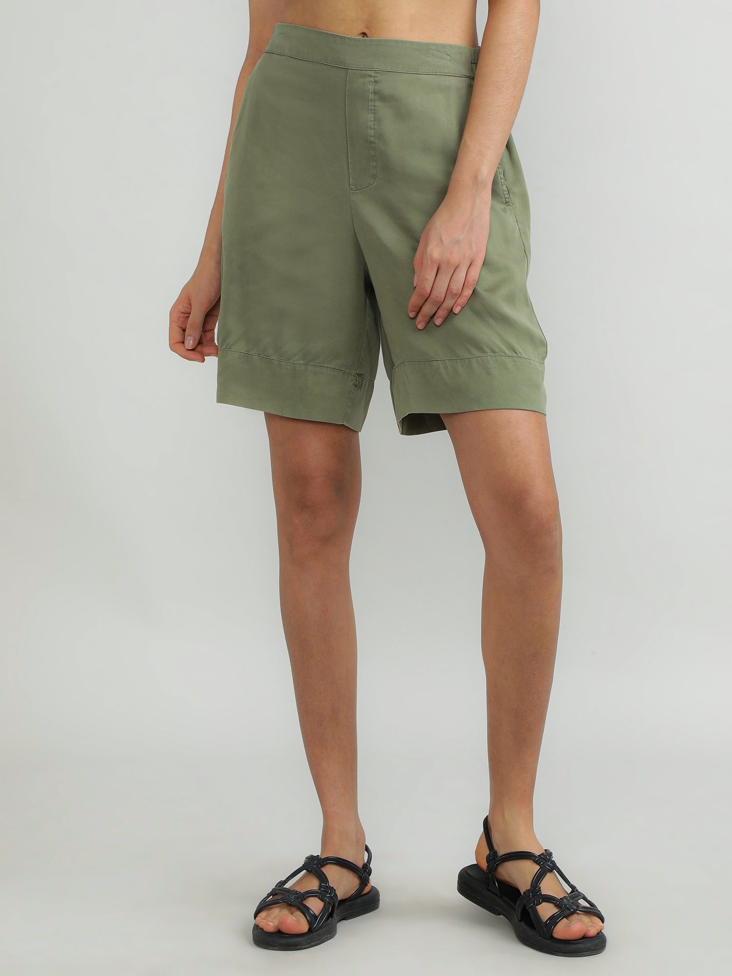 Women Tencel Olive Comfy Shorts