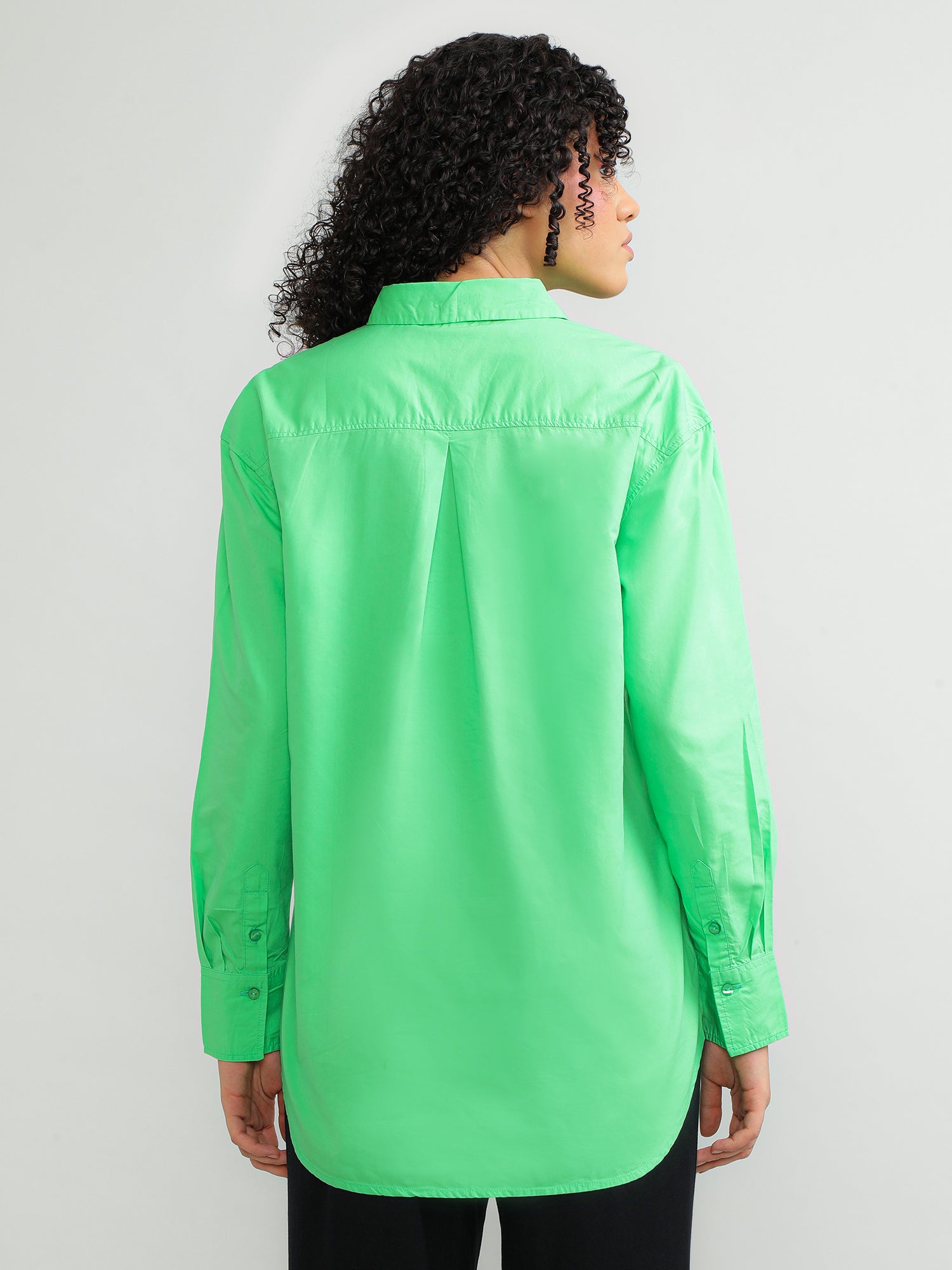 Women Cotton Green Casual Shirt