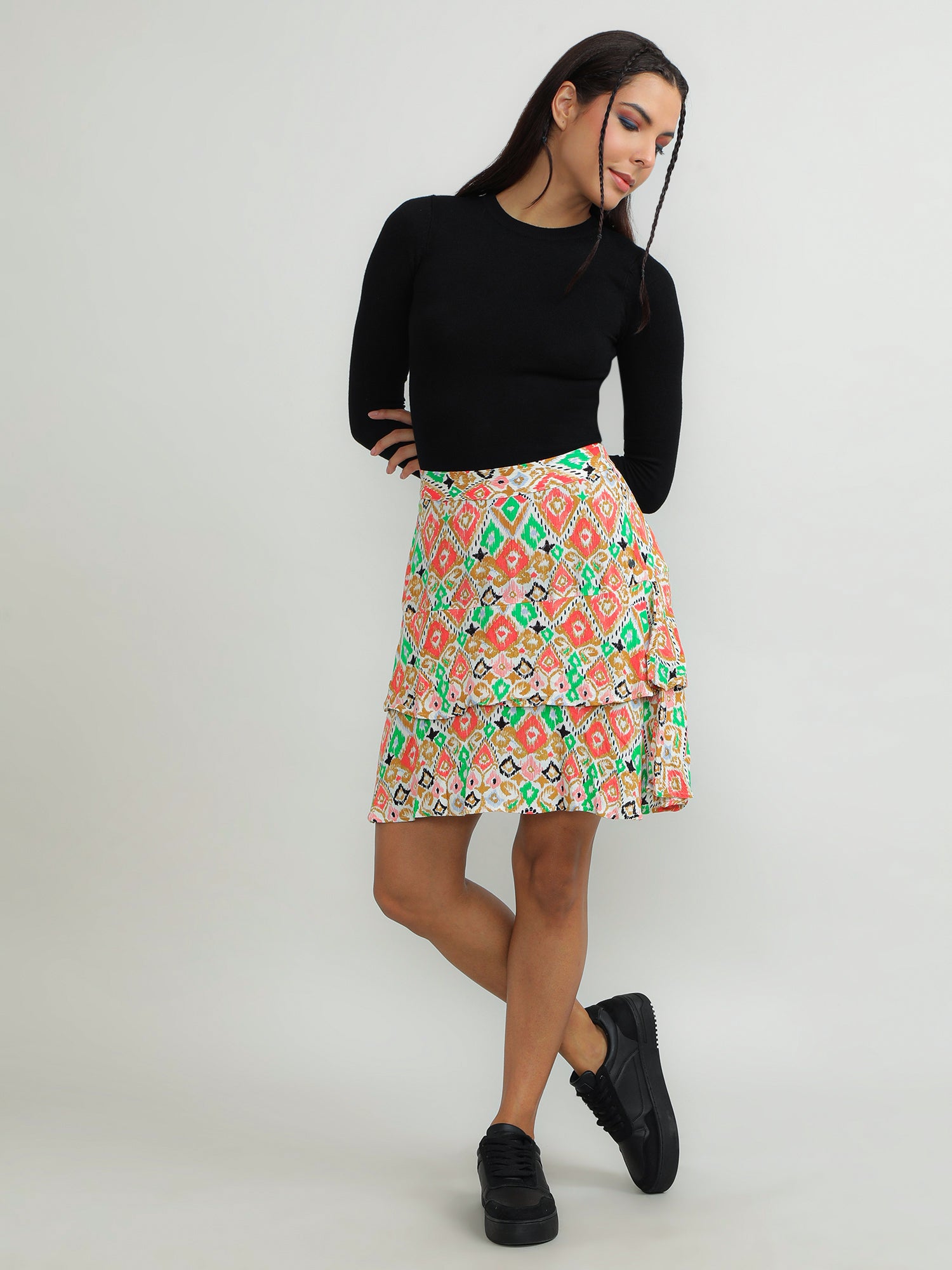 Women Viscose Pink Charming Skirt