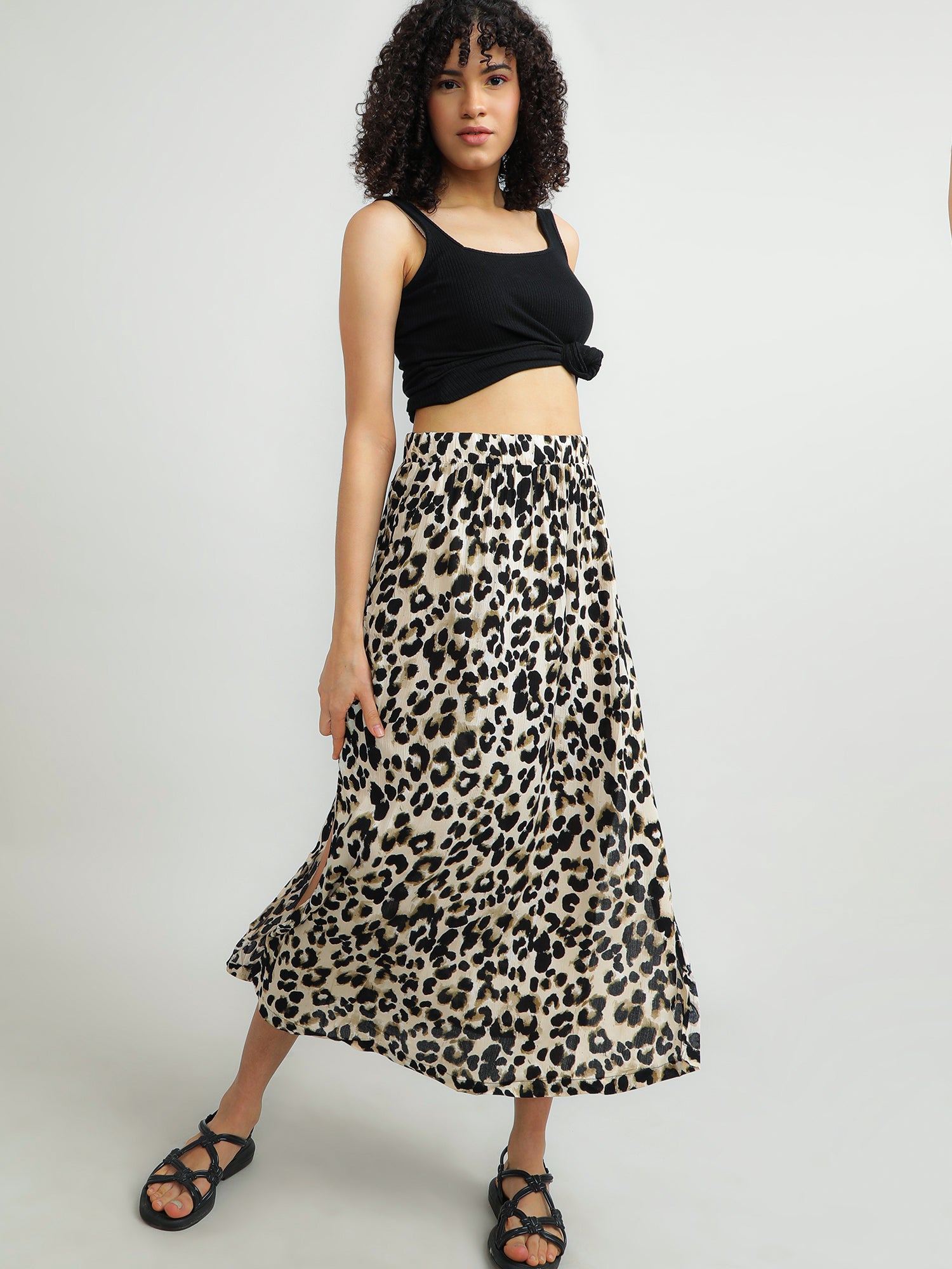 Women Viscose Black Party Skirt