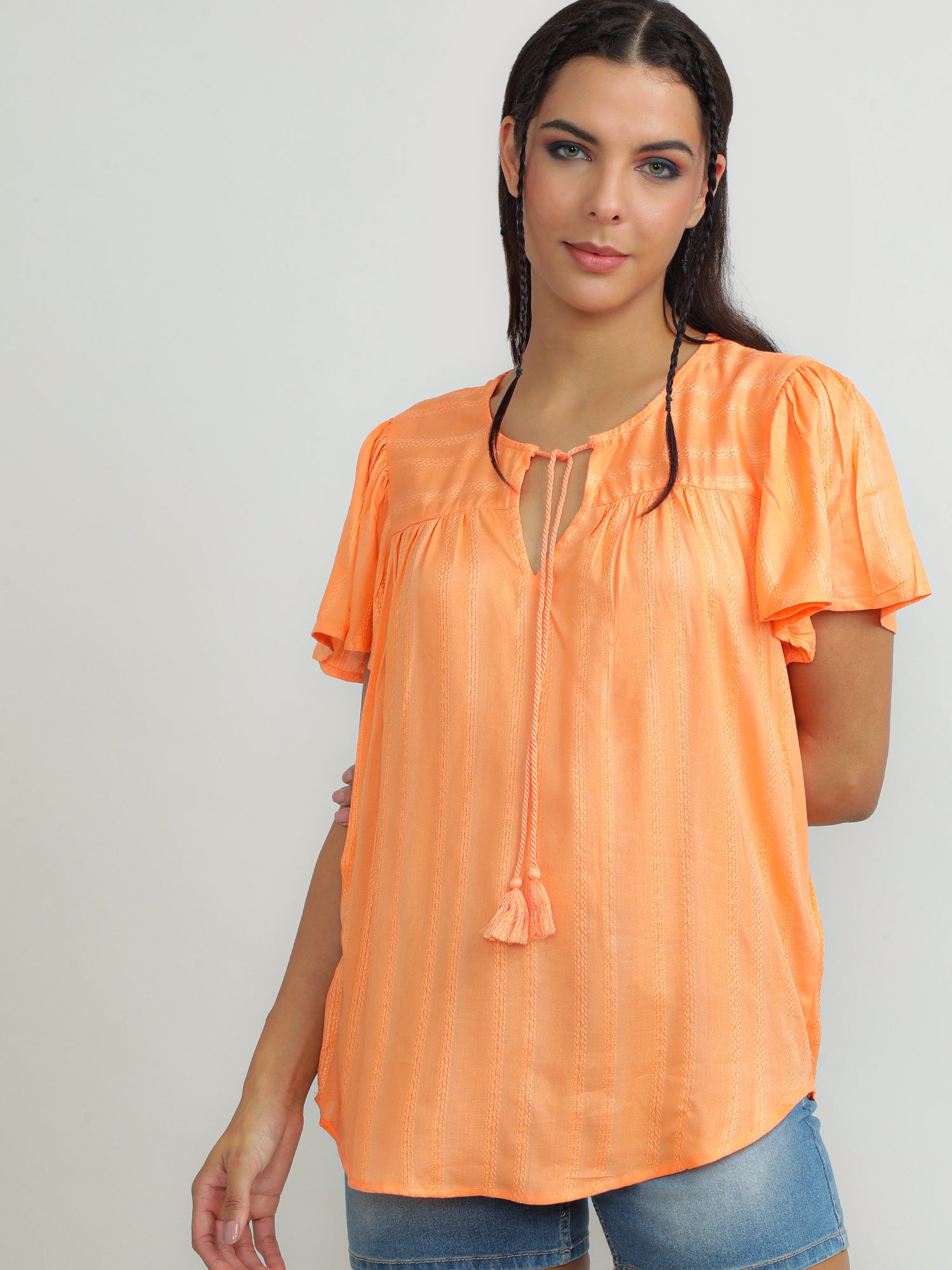 Women Viscose Orange Bright Top