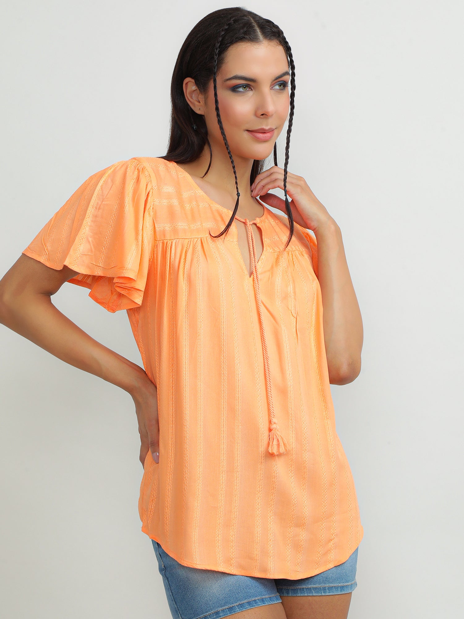 Women Viscose Orange Bright Top