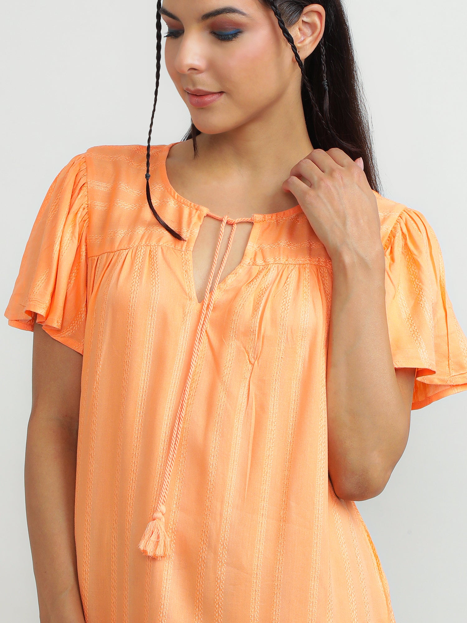 Women Viscose Orange Bright Top