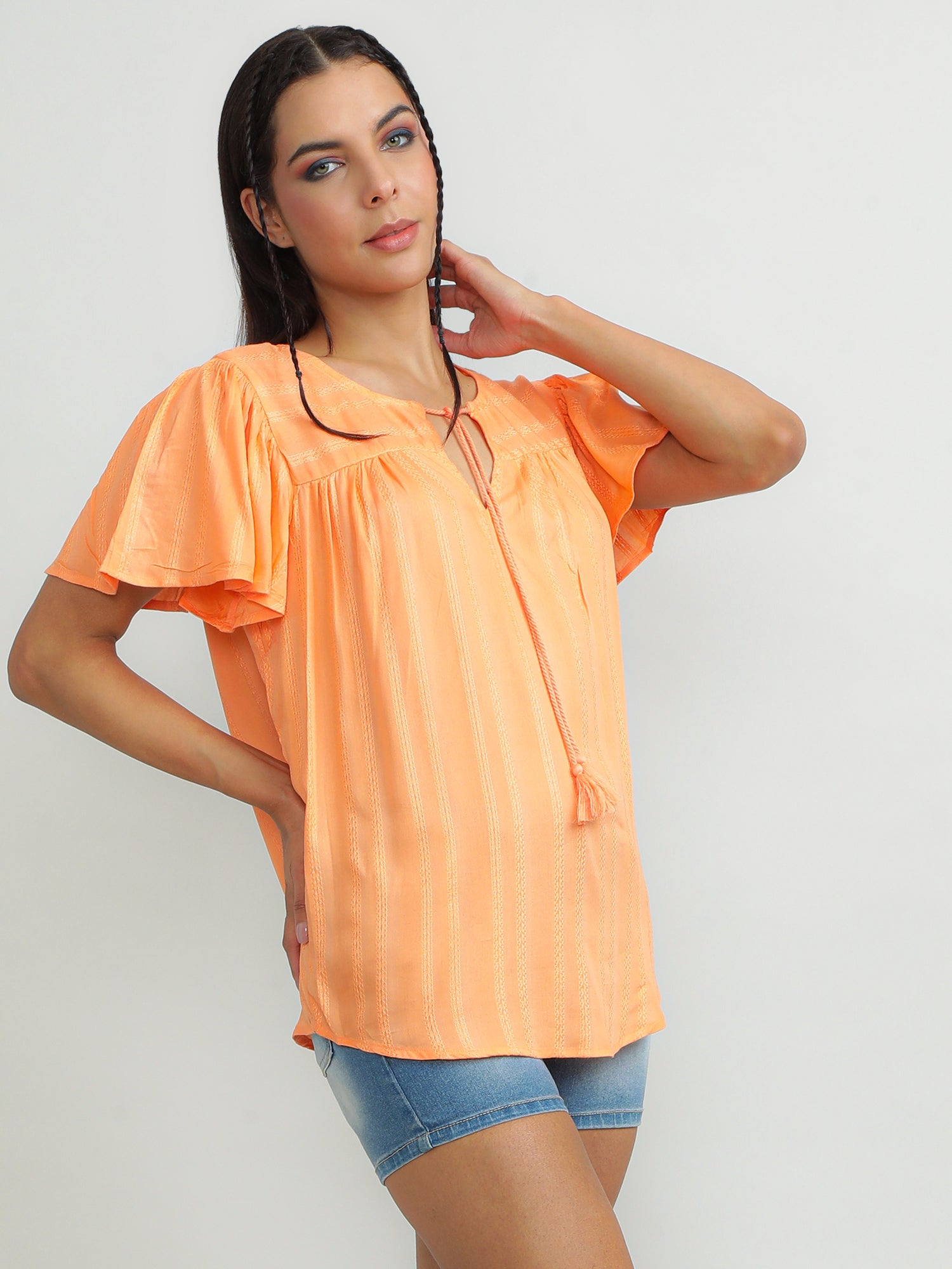 Women Viscose Orange Bright Top