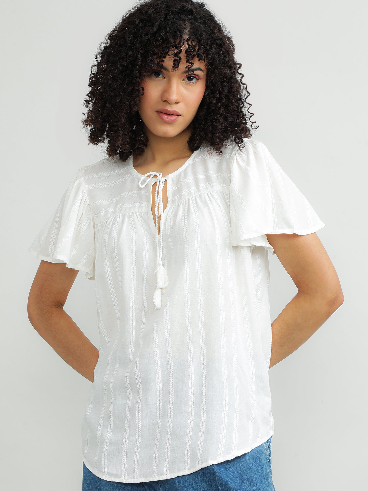 Women Viscose White Elegant Top