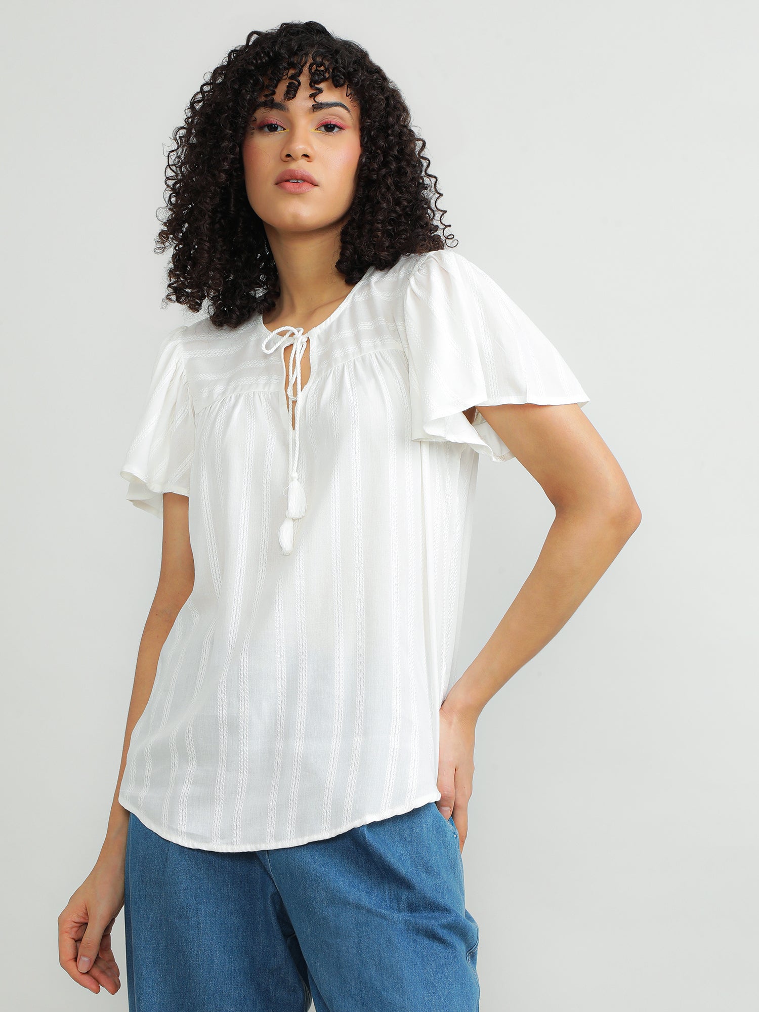 Women Viscose White Elegant Top