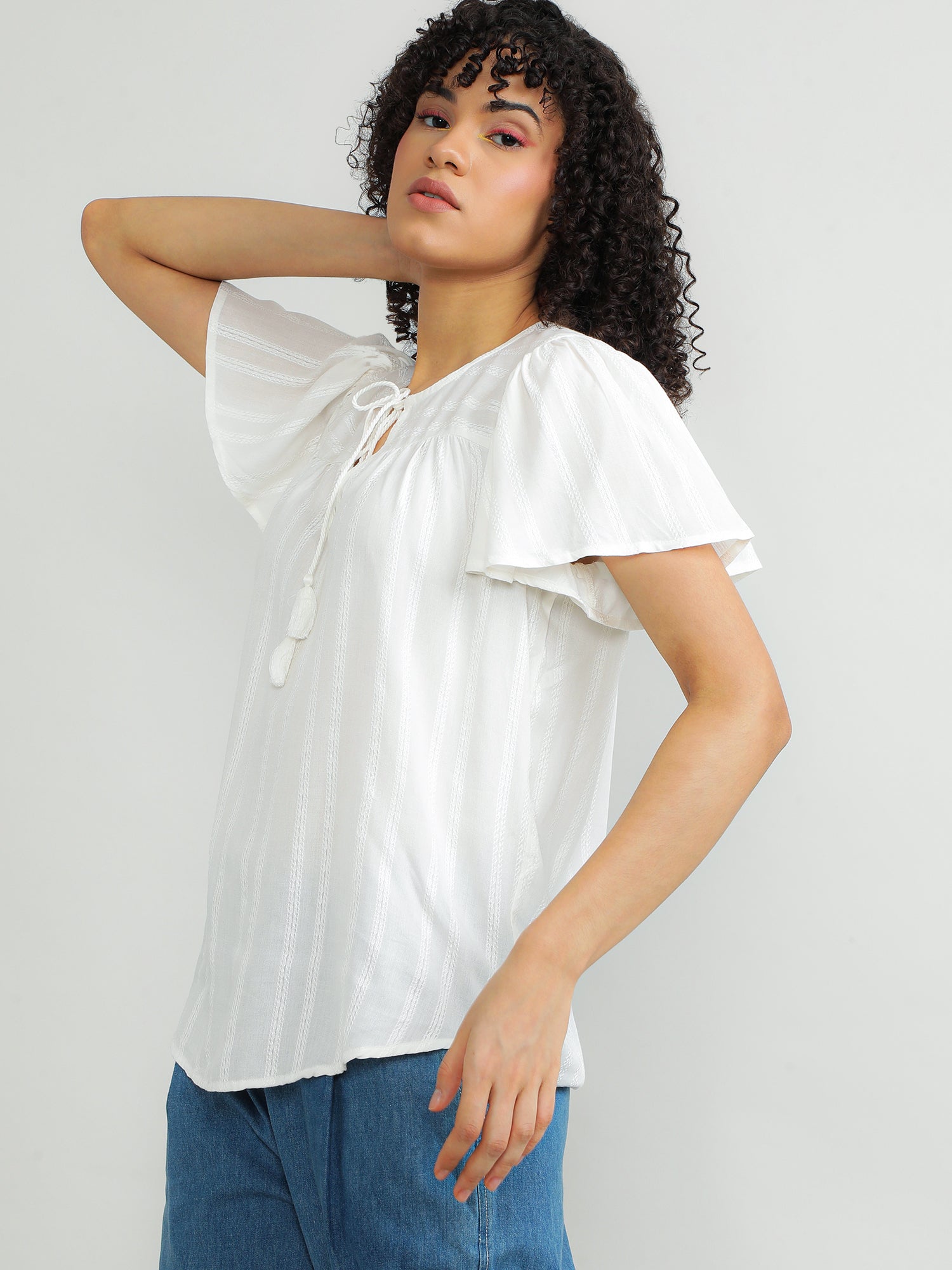 Women Viscose White Elegant Top