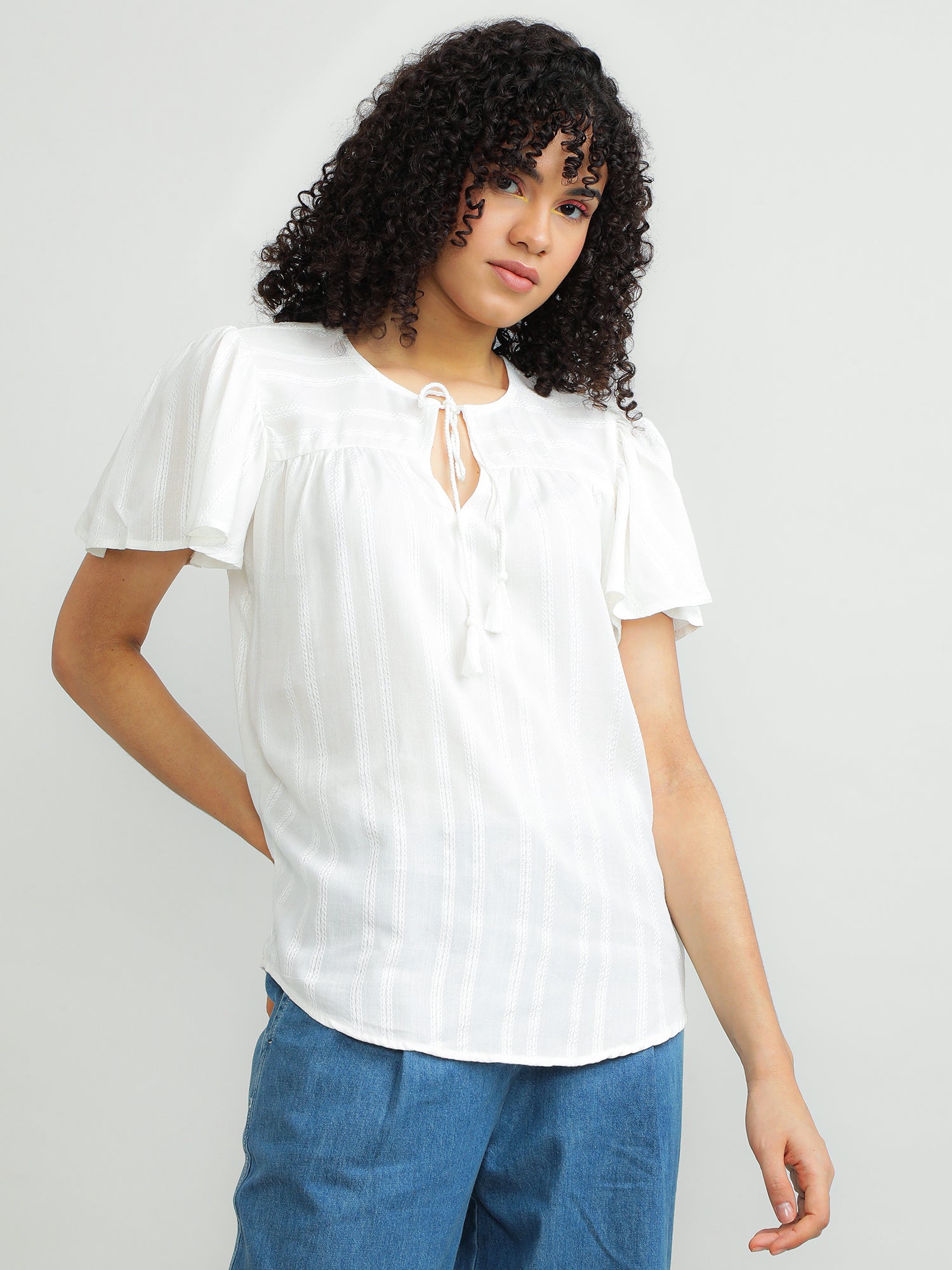 Women Viscose White Elegant Top