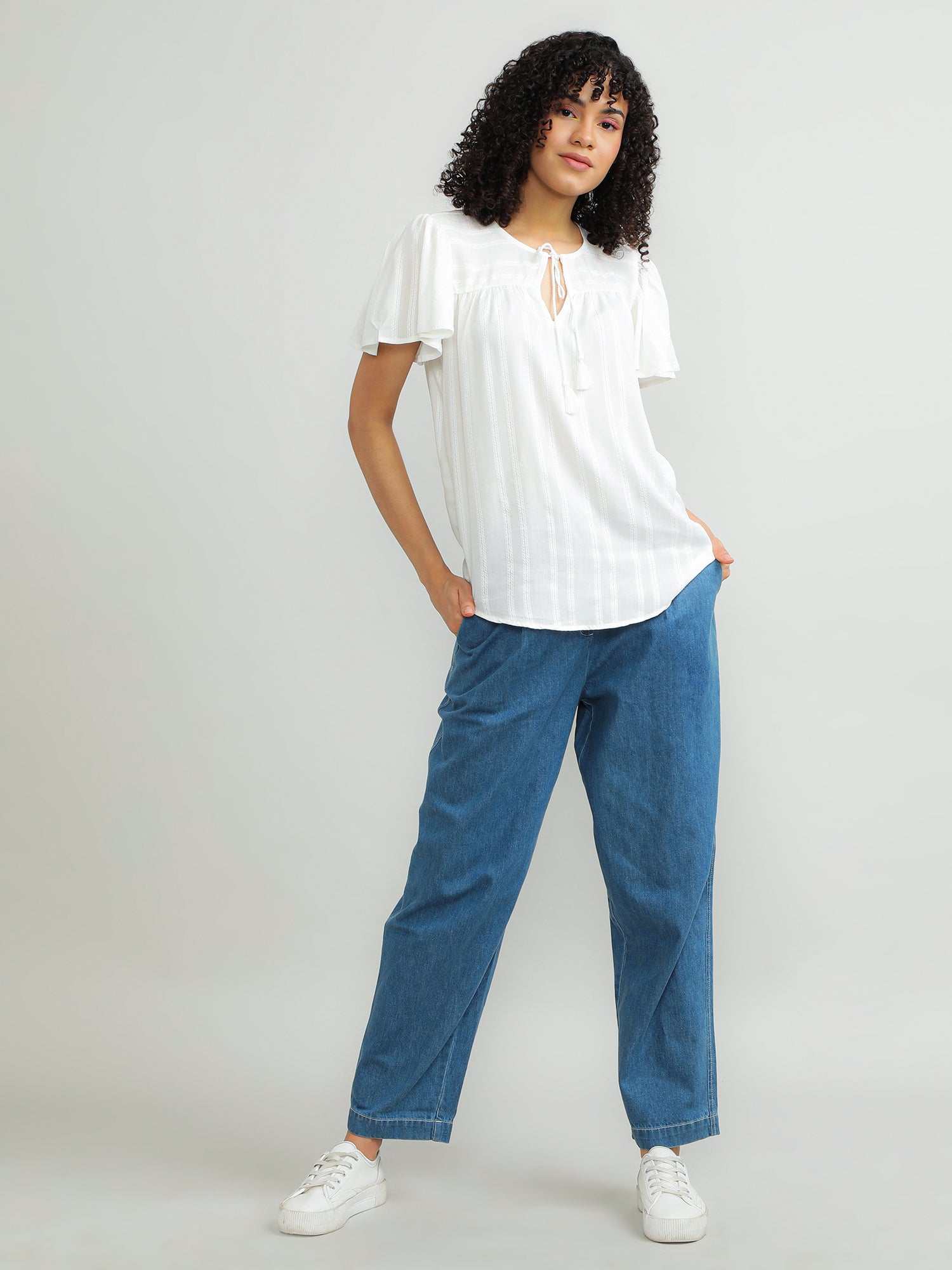 Women Viscose White Elegant Top