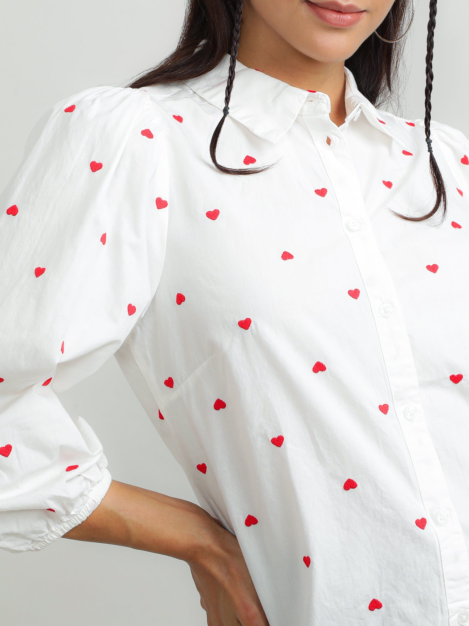 Women Cotton Printed White Top