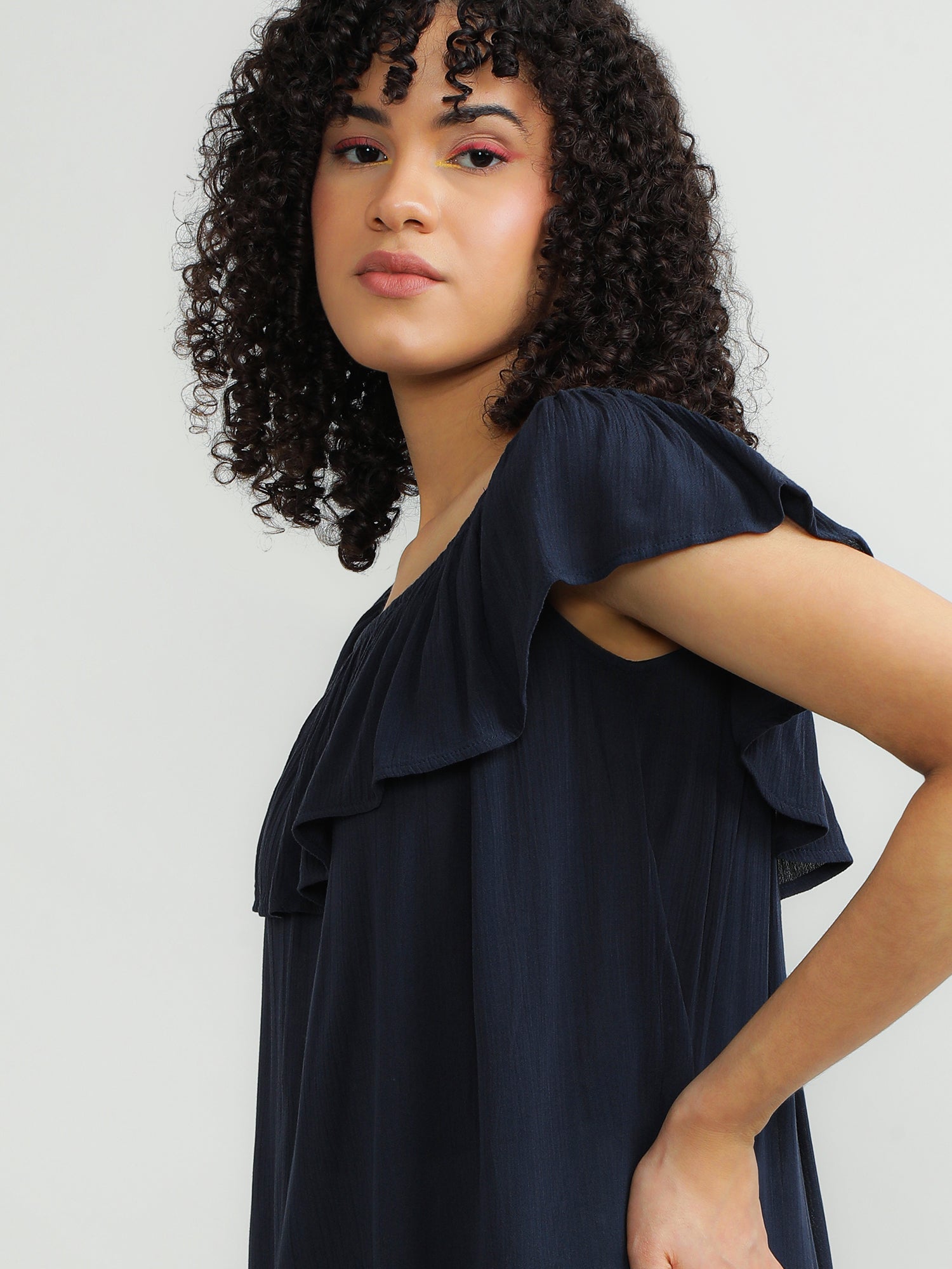 Women Viscose Navy Layer Top