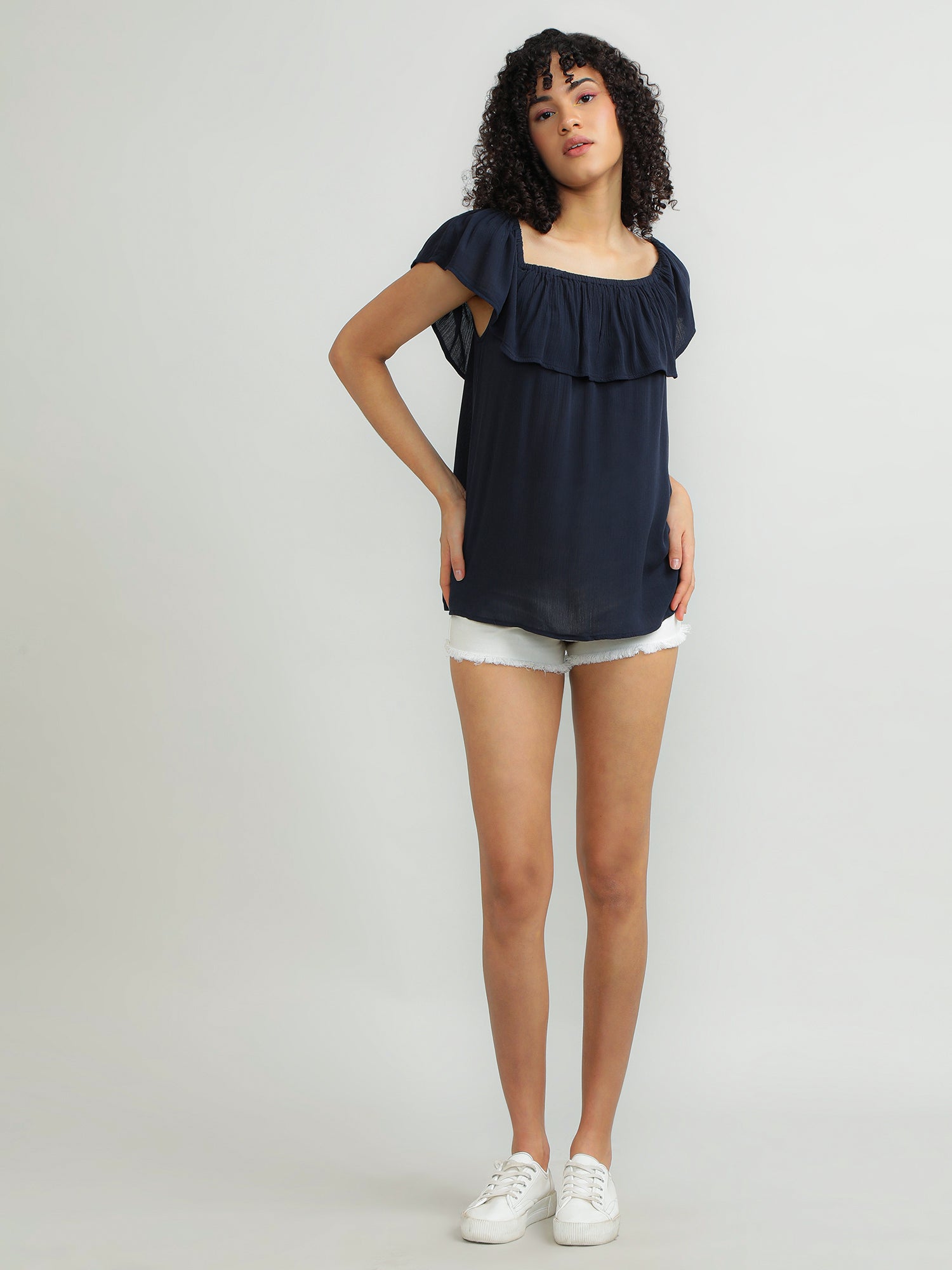 Women Viscose Navy Layer Top