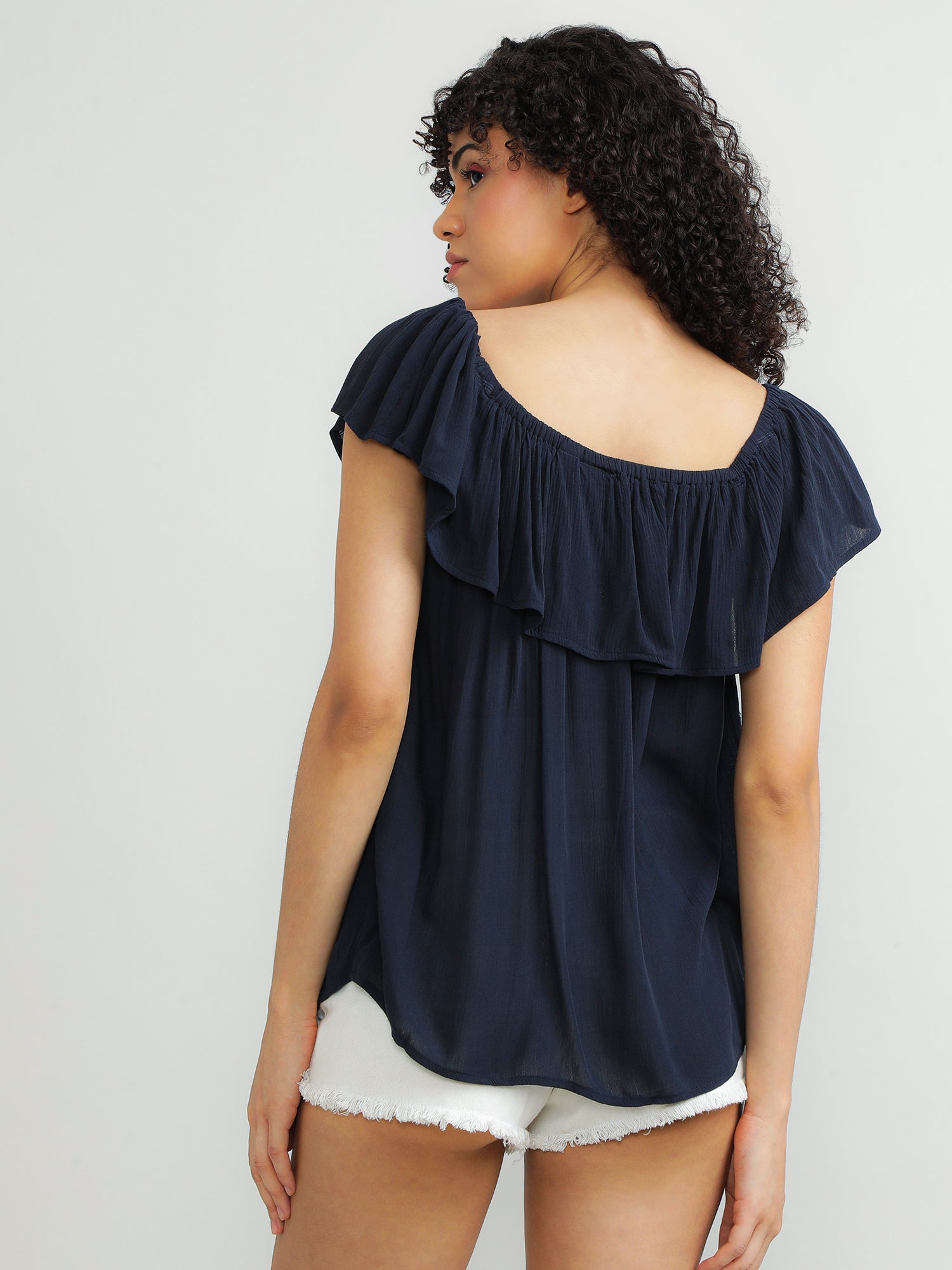 Women Viscose Navy Layer Top