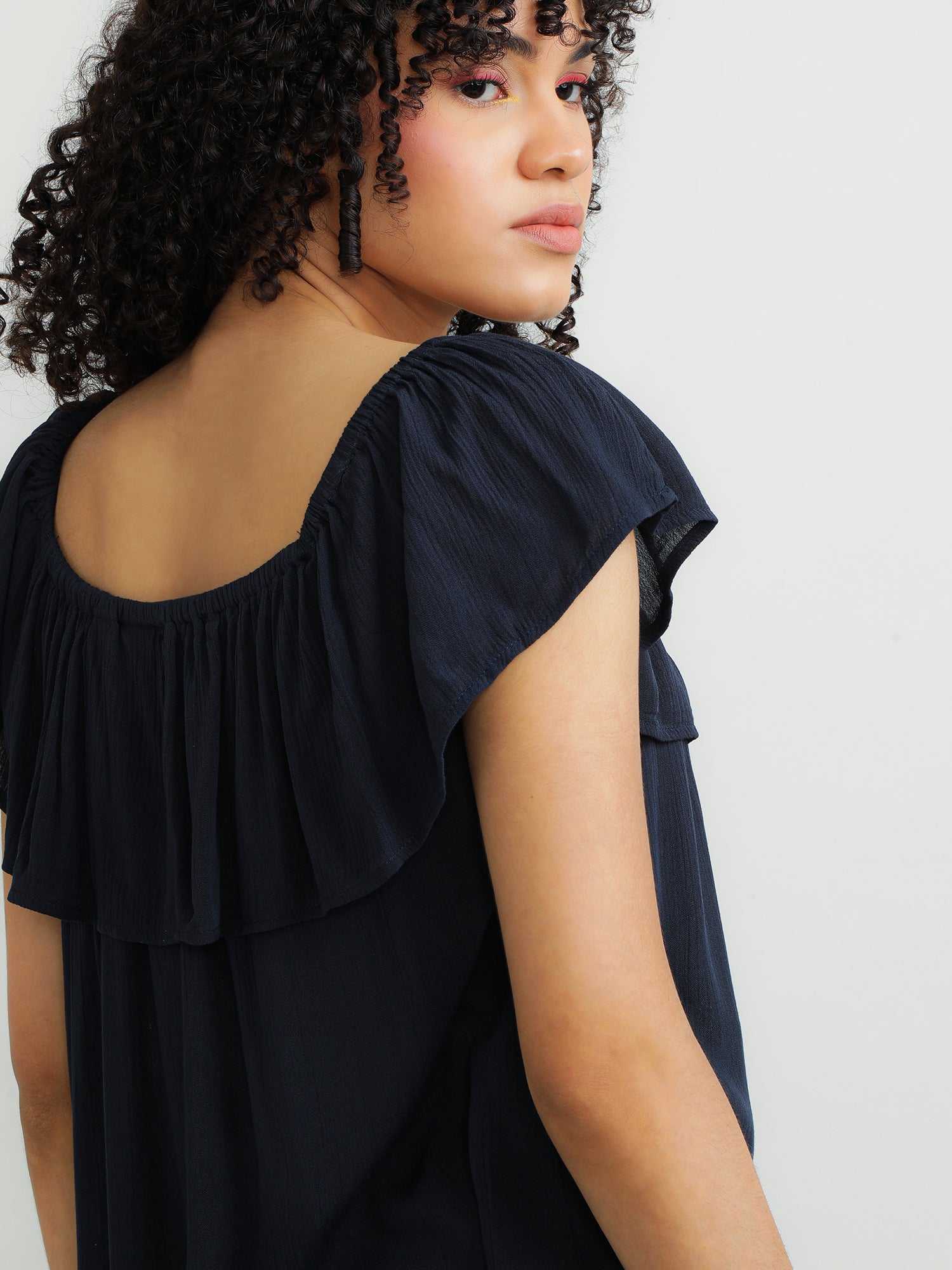 Women Viscose Navy Layer Top