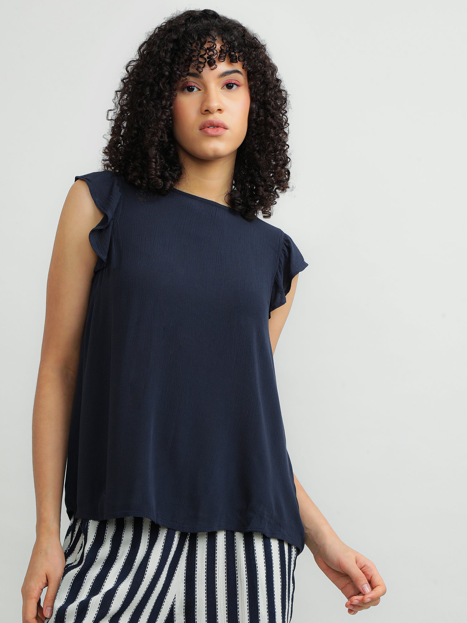 round neck navy top