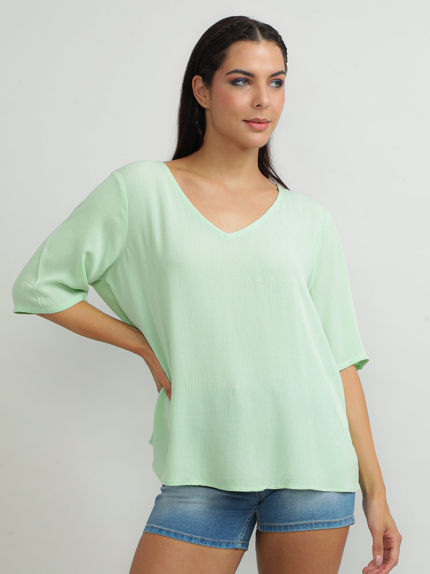 Women Viscose Green Vibrant Top