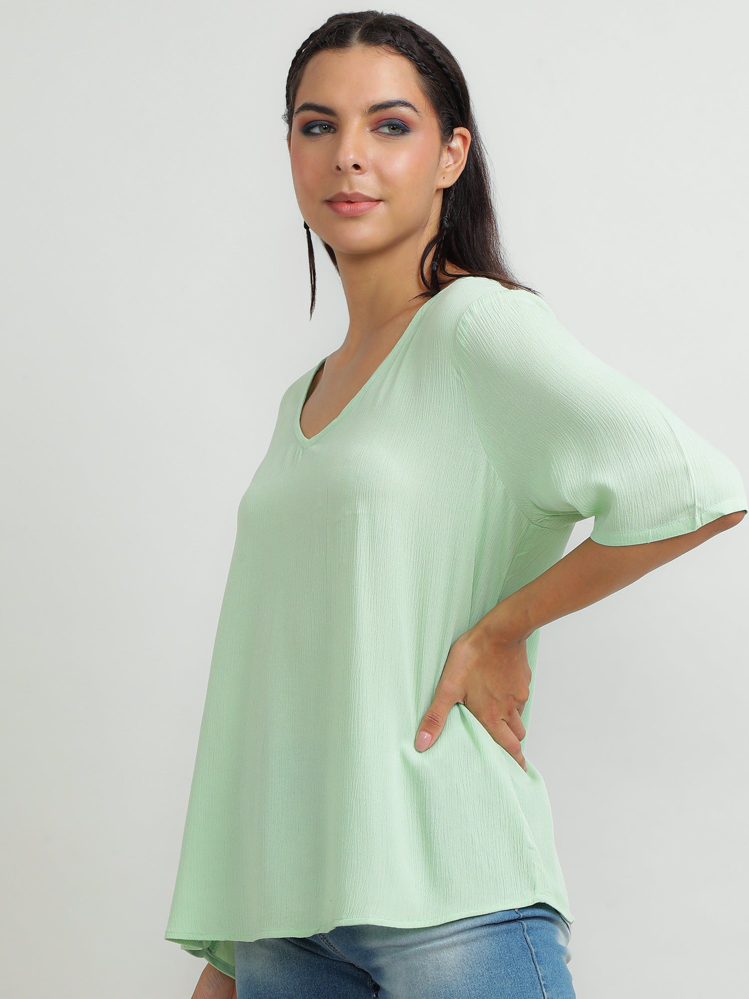 Women Viscose Green Vibrant Top