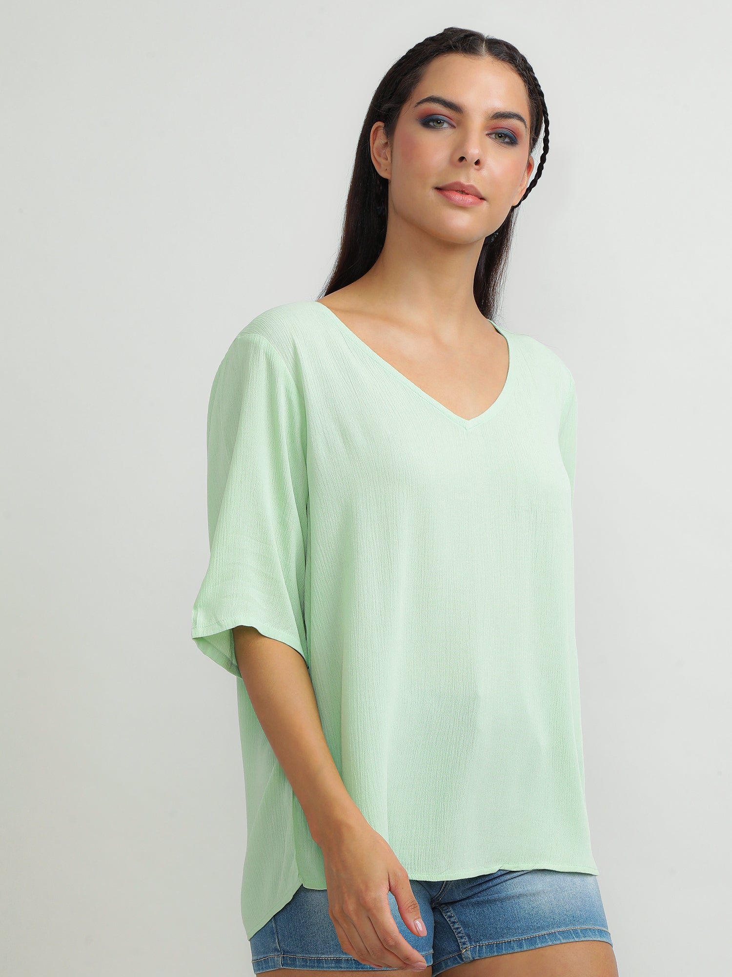 Women Viscose Green Vibrant Top