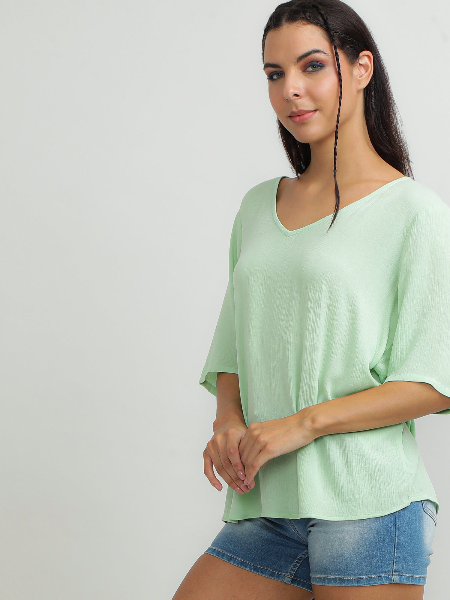 Women Viscose Green Vibrant Top