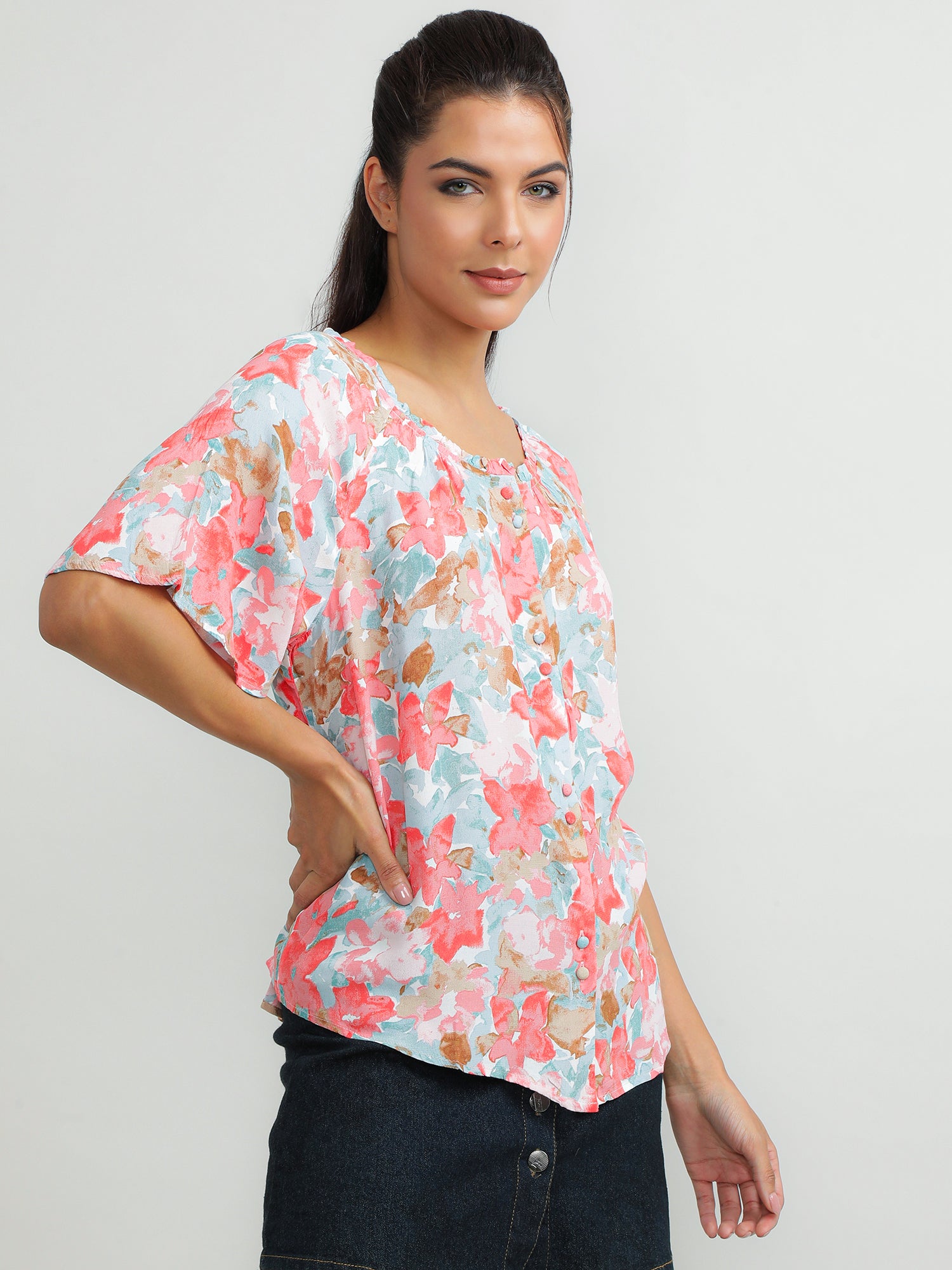 Women Viscose Pink Trendy Top