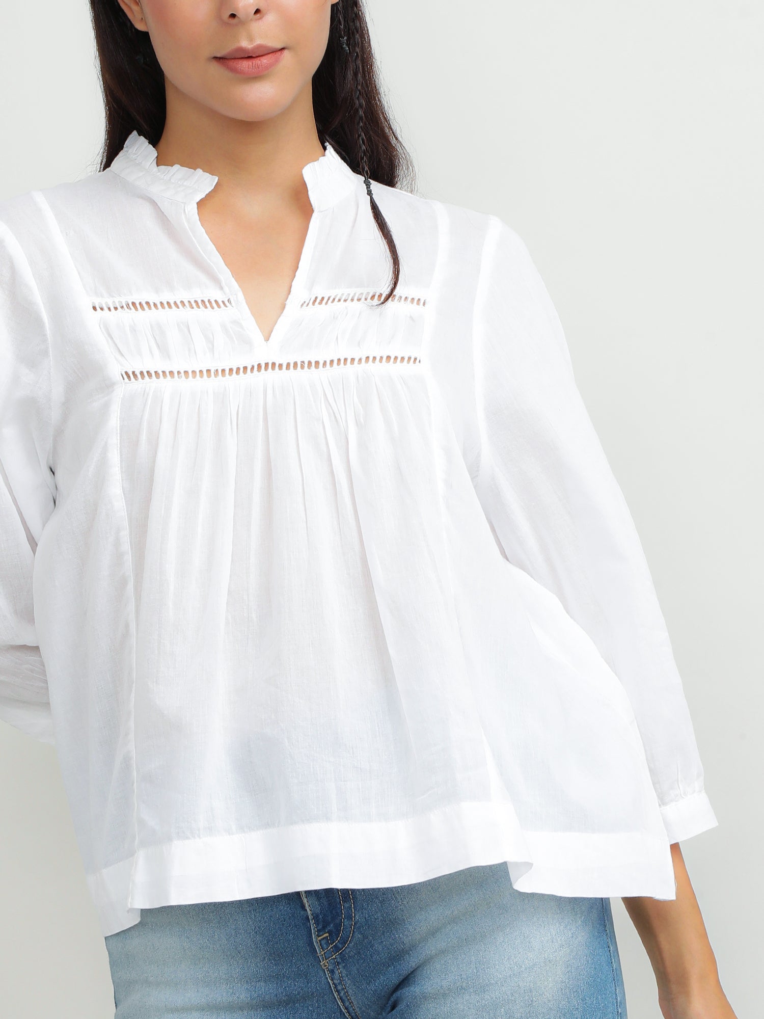 Women Cotton White Crisp Top