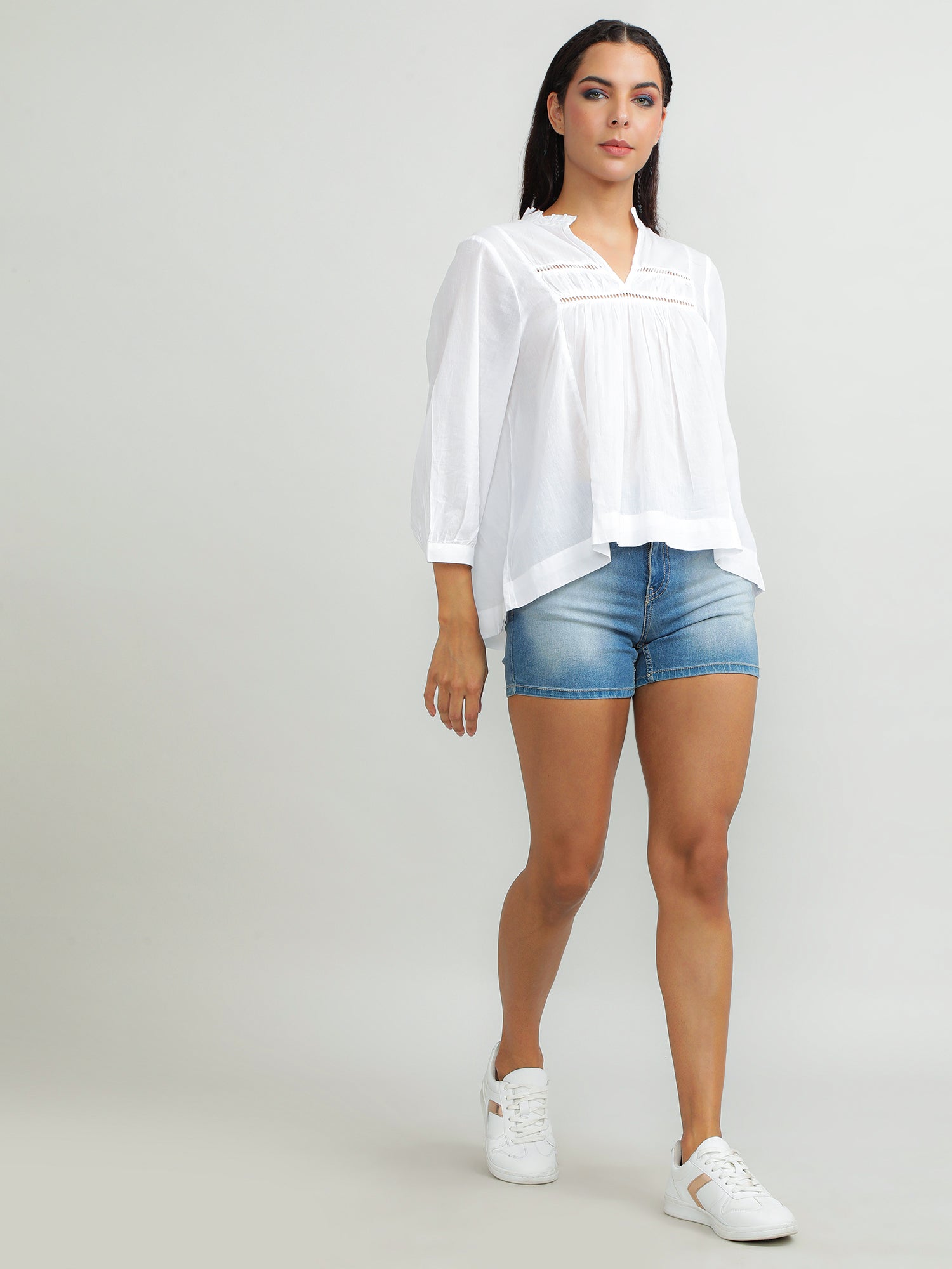 Women Cotton White Crisp Top