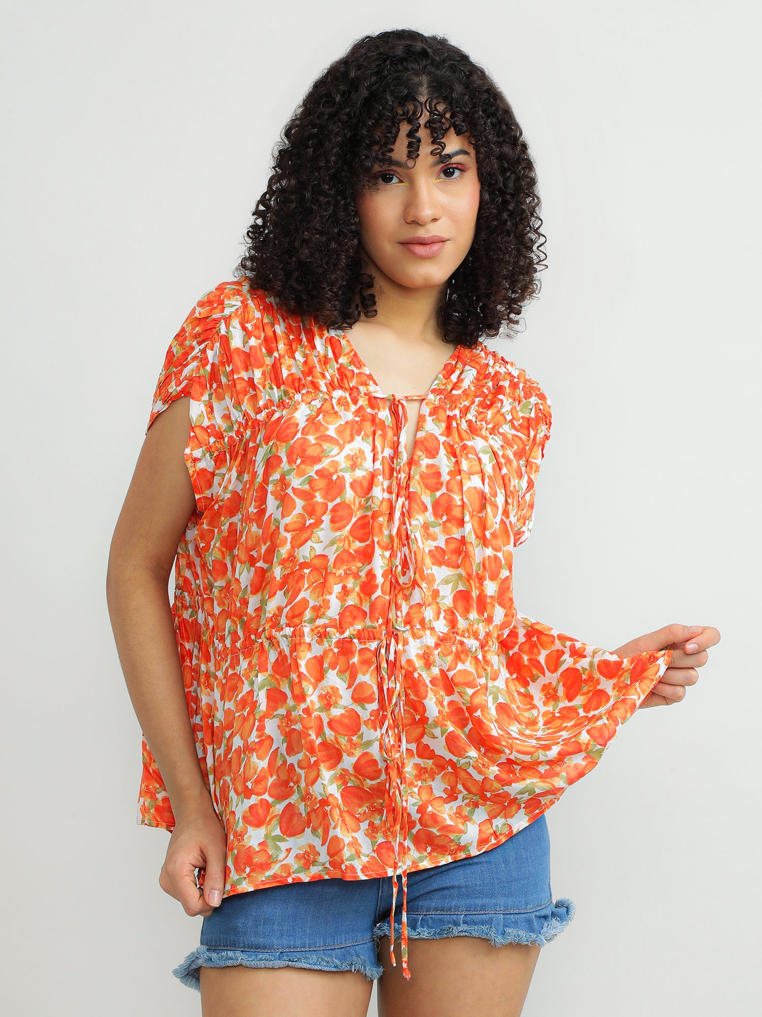 Women Modal Orange Fun Top